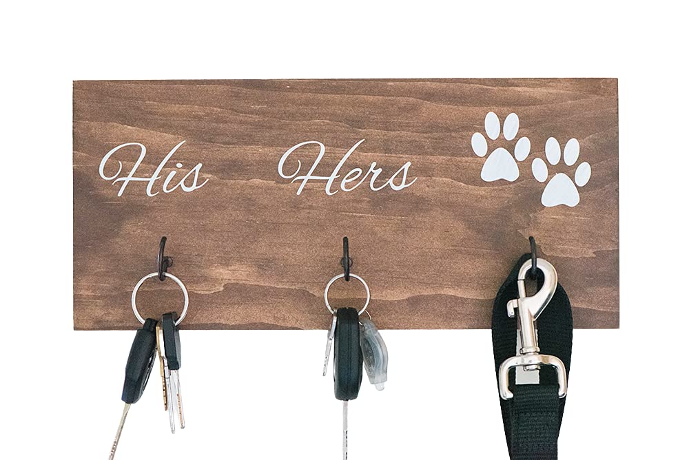 Wall Mounted Leash & Key Holder for Dog Lovers - His Hers and Paws Design - 12