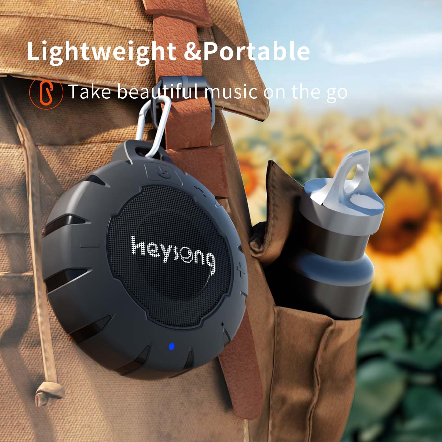 HEYSONG IP67 Waterproof Bluetooth Shower Speaker - 15 Hours Playtime, Wireless Portable Speaker with Loud Stereo Sound - Perfect for Pool, Beach, Hiking, Boat, Bike & Kayak - Great Gift for Men & Outdoor Enthusiasts