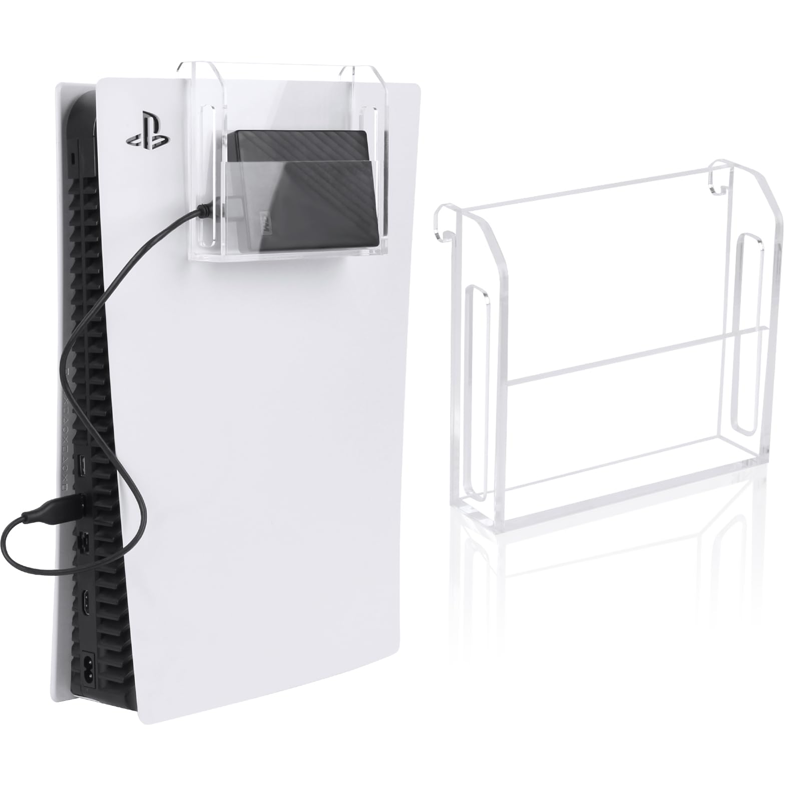 PS5 Hard Drive Holder - Acrylic Removable Stand for Playstation 5 Disc/Digital Edition - Gaming Storage Solution