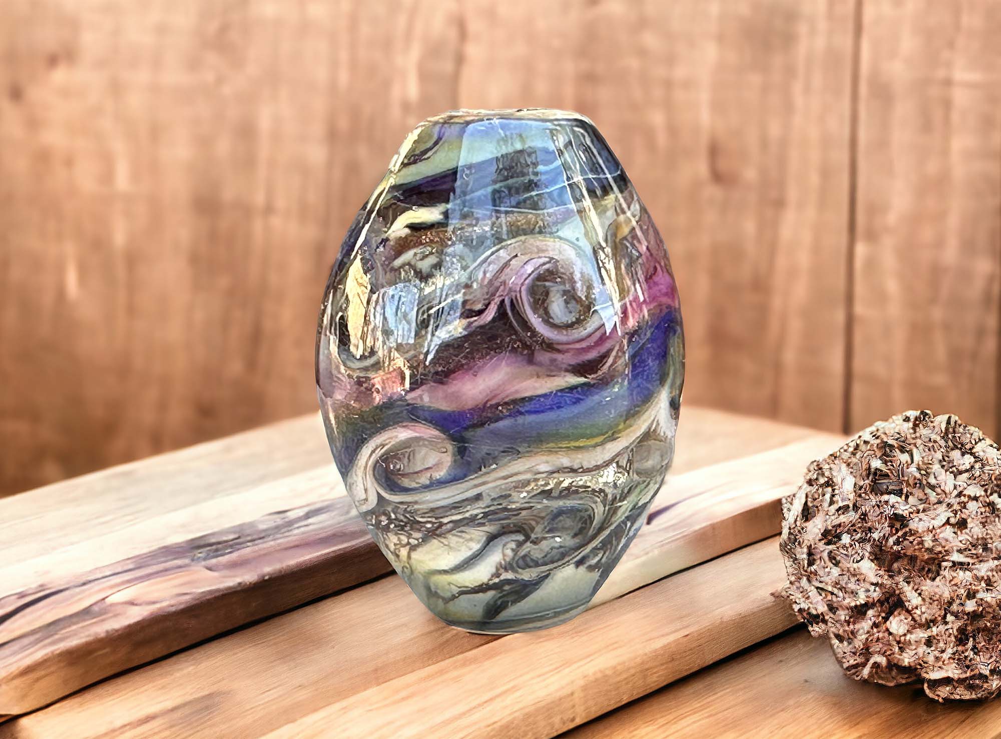 Handmade Blue Organic Lampwork Glass Focal Bead - SRA Certified for Jewelry Making, DIY Crafts, and Beading Projects | Perfect for Necklaces, Bracelets, and Earrings
