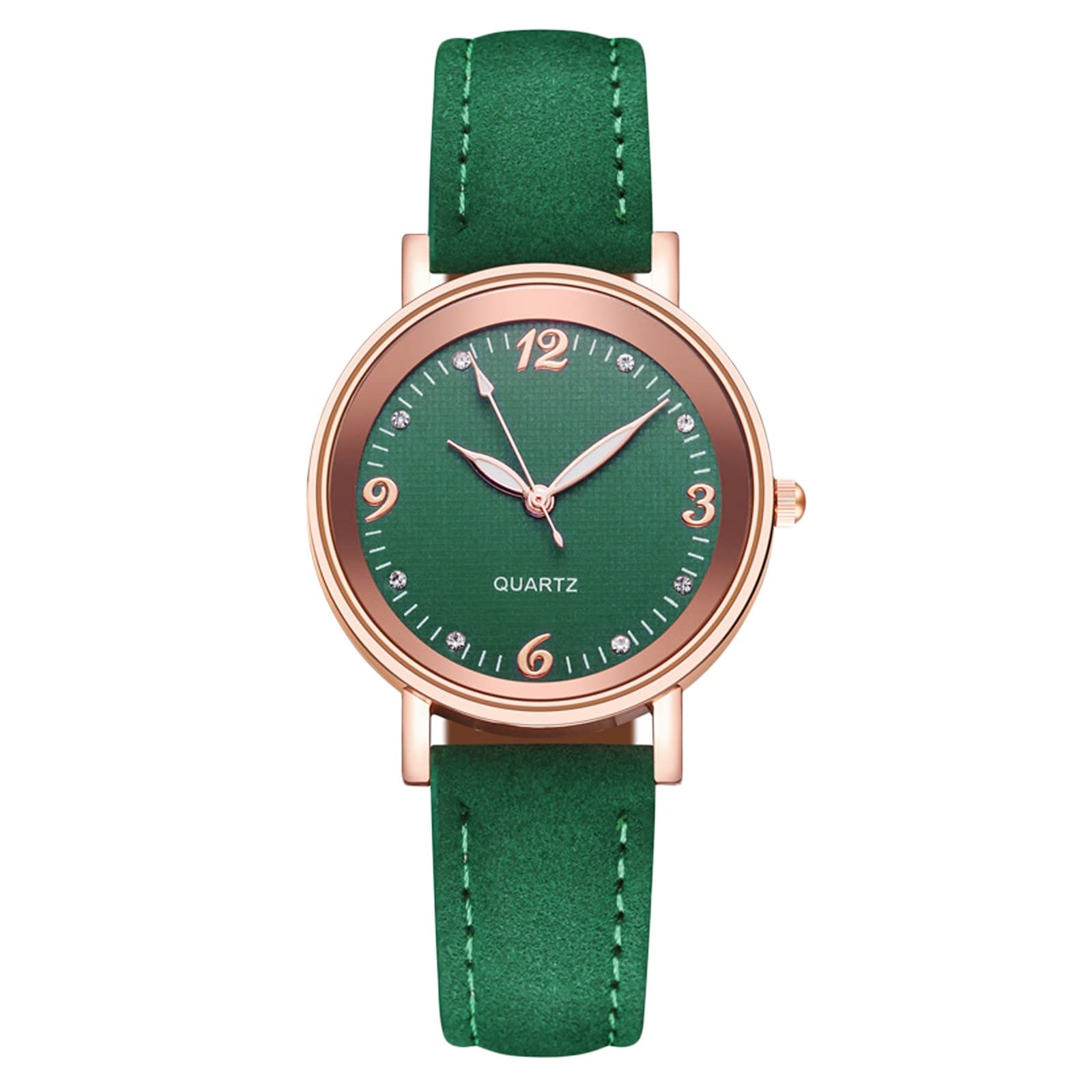 Koippimel Women's Wind Watch - Luminous Roman Numerals, Frosted Dial, Green Leather Strap - Perfect for Outdoor Adventures, Casual Wear & Gift Giving