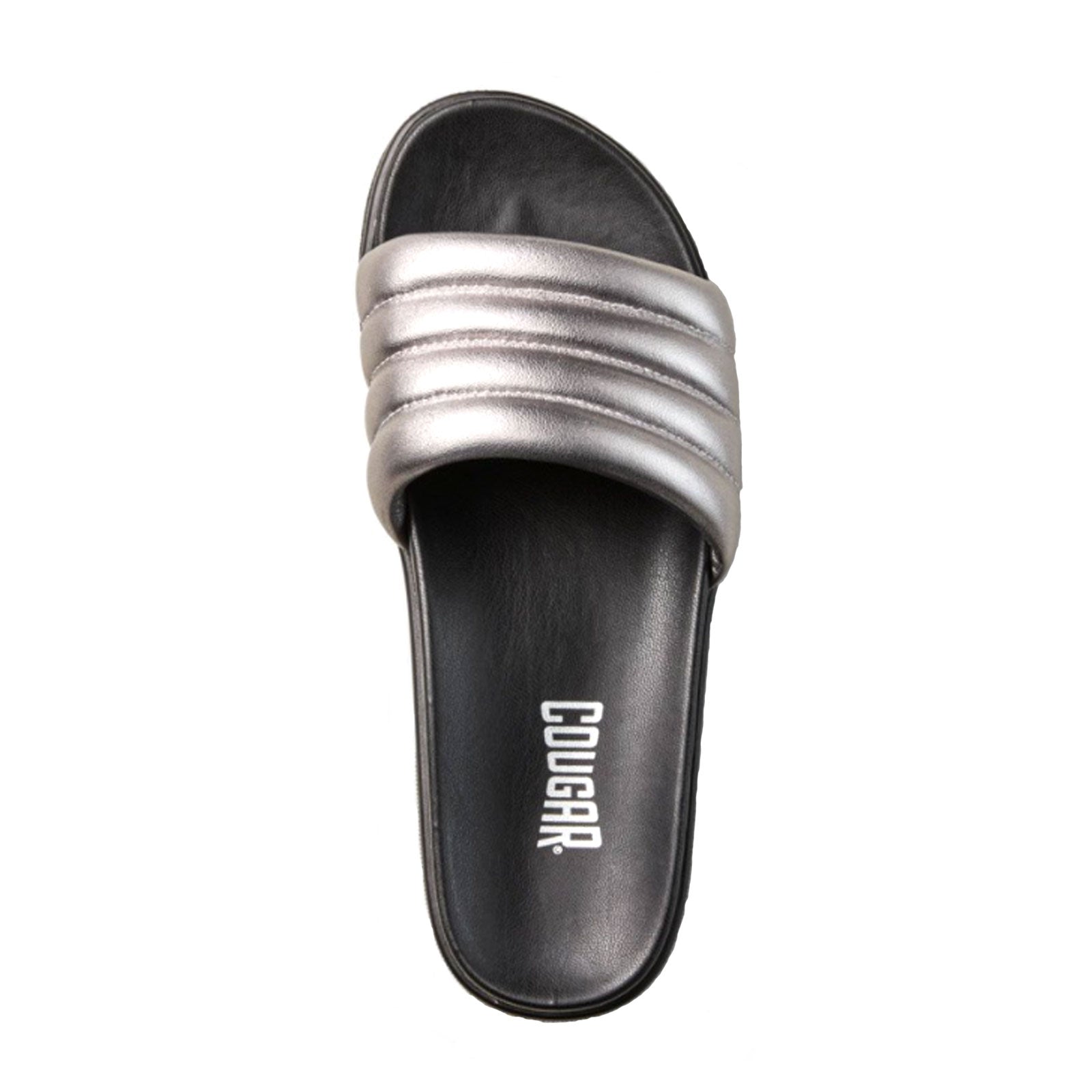 Cougar Prato L Slide Sandals for Women - Metallic Silver Comfortable Summer Slides | Perfect for Beach, Pool, and Casual Outings