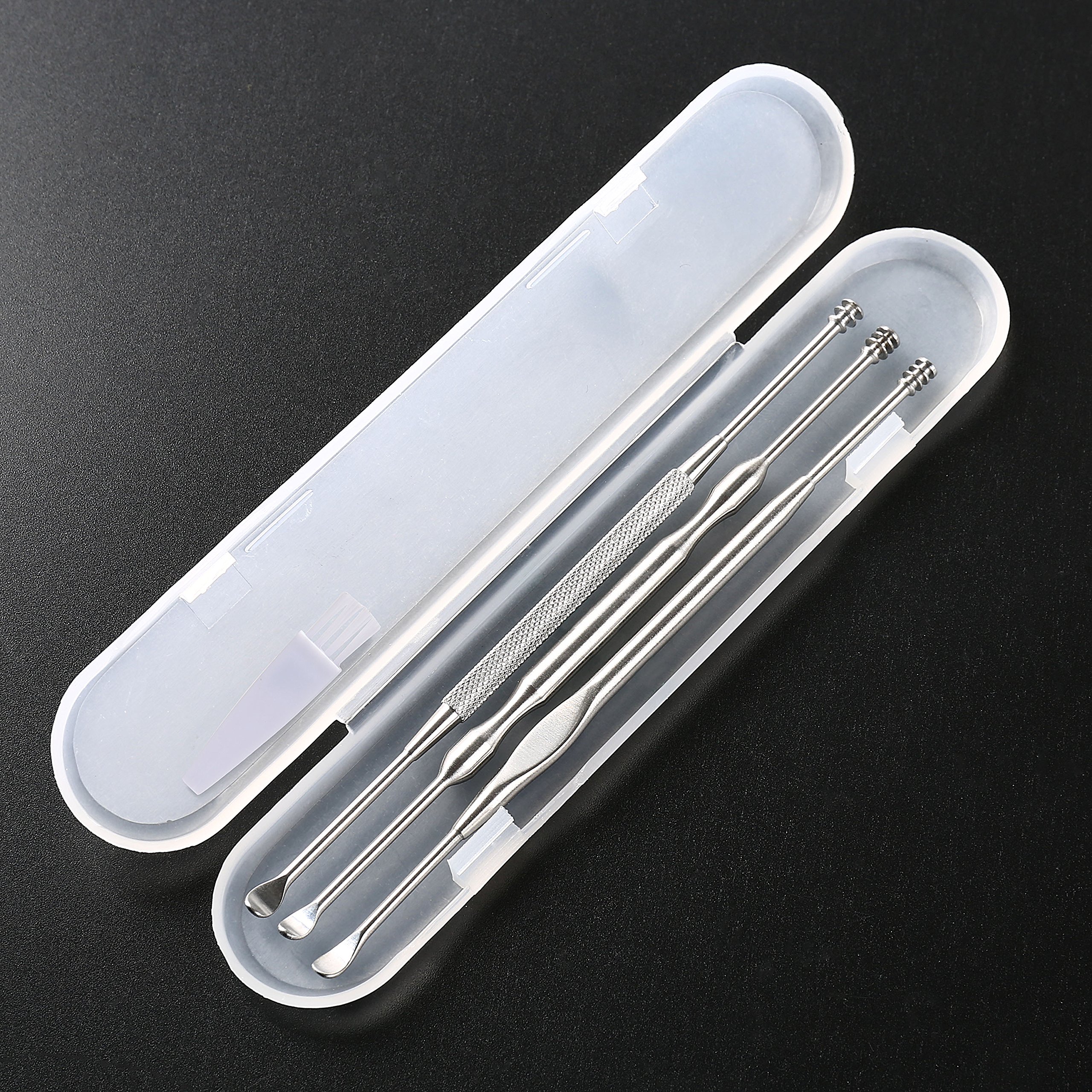 3 Pcs Ear Wax Removal Kit - Geengle Ear Cleaning Tool Set with Curette, Brush & Storage Box - Safe & Gentle Earwax Remover for Adults & Kids - Perfect for Home, Travel & Personal Hygiene Care