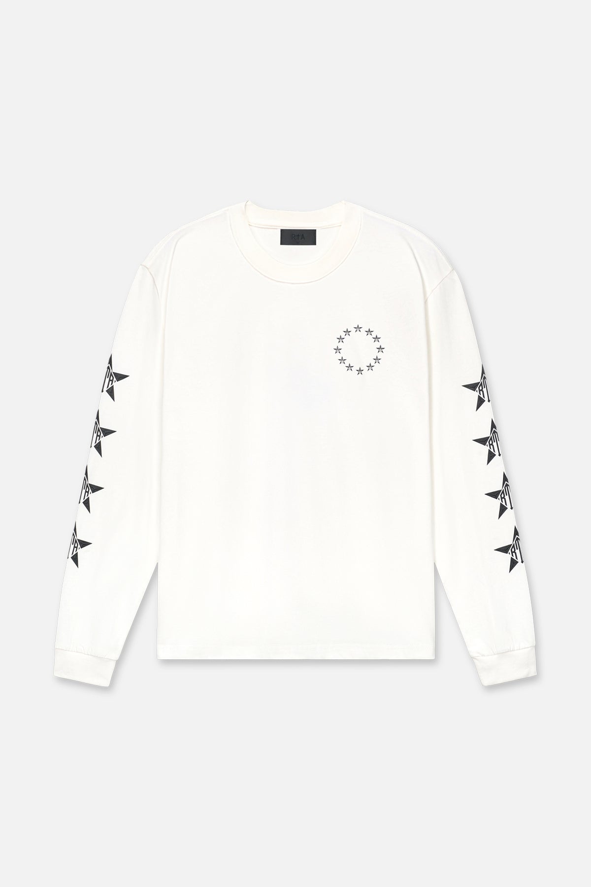 LAWRENCE Long Sleeve T-Shirt for Men - Soft Cotton Crewneck Tee in White & Black Cherry Print | Casual Wear, Street Style, Everyday Outfit