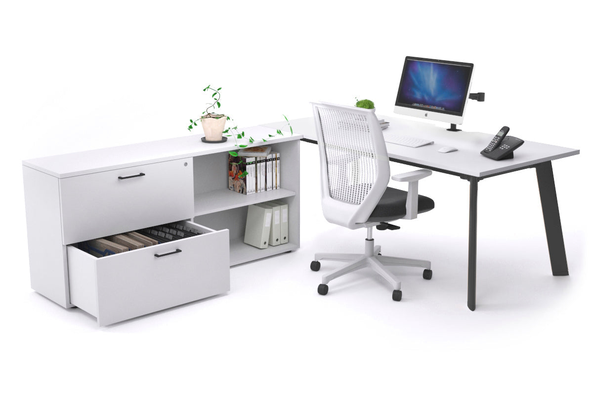 Switch Executive Setting With Uniform Spine Black Frame [1600L x 800W with Cable Scallop] - Premium Office Desk for Modern Workspaces