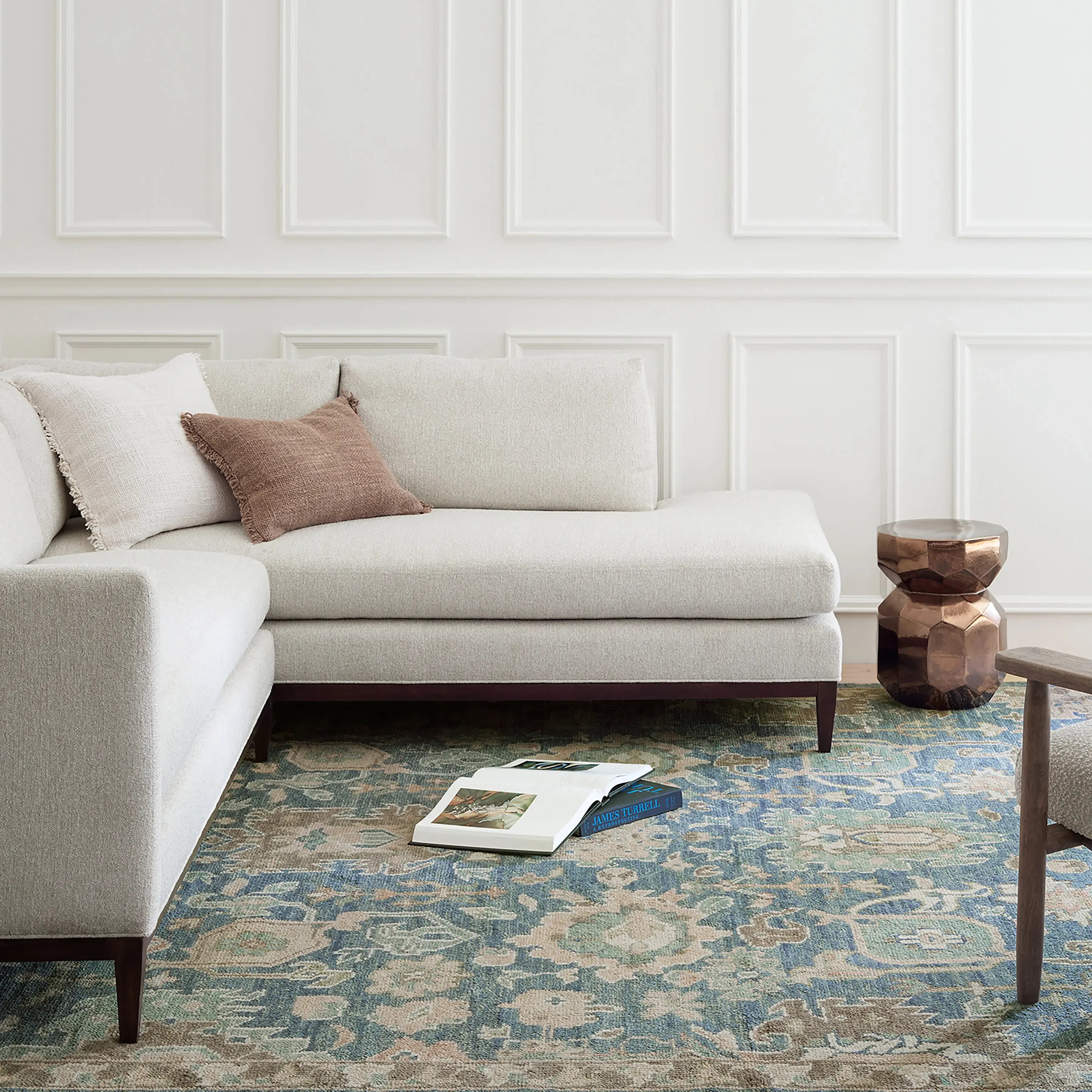 Dash & Albert Camille Navy Hand Knotted Wool Rug - Soft & Durable Area Rug for Living Room, Bedroom & Office Decor