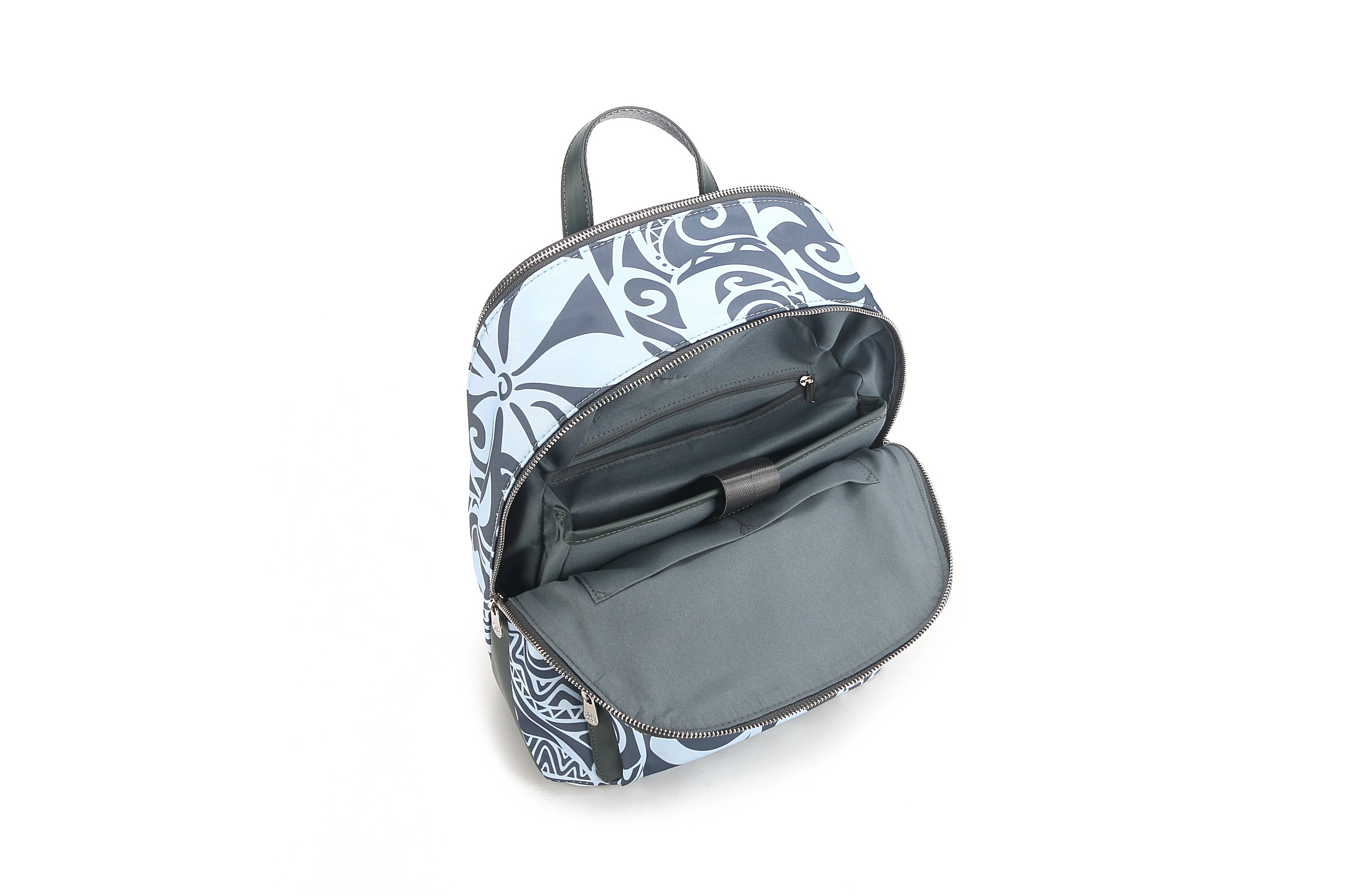 Large Keʻolu Tapa Tiare Teal Backpack - Durable Travel Backpack for Hiking, School & Work | Water-Resistant Daypack with Laptop Compartment