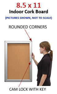 8.5 x 11 Inch Indoor Enclosed Bulletin Board with Rounded Corners & Single Door - Perfect for Office, Classroom, or Home Organization & Message Display