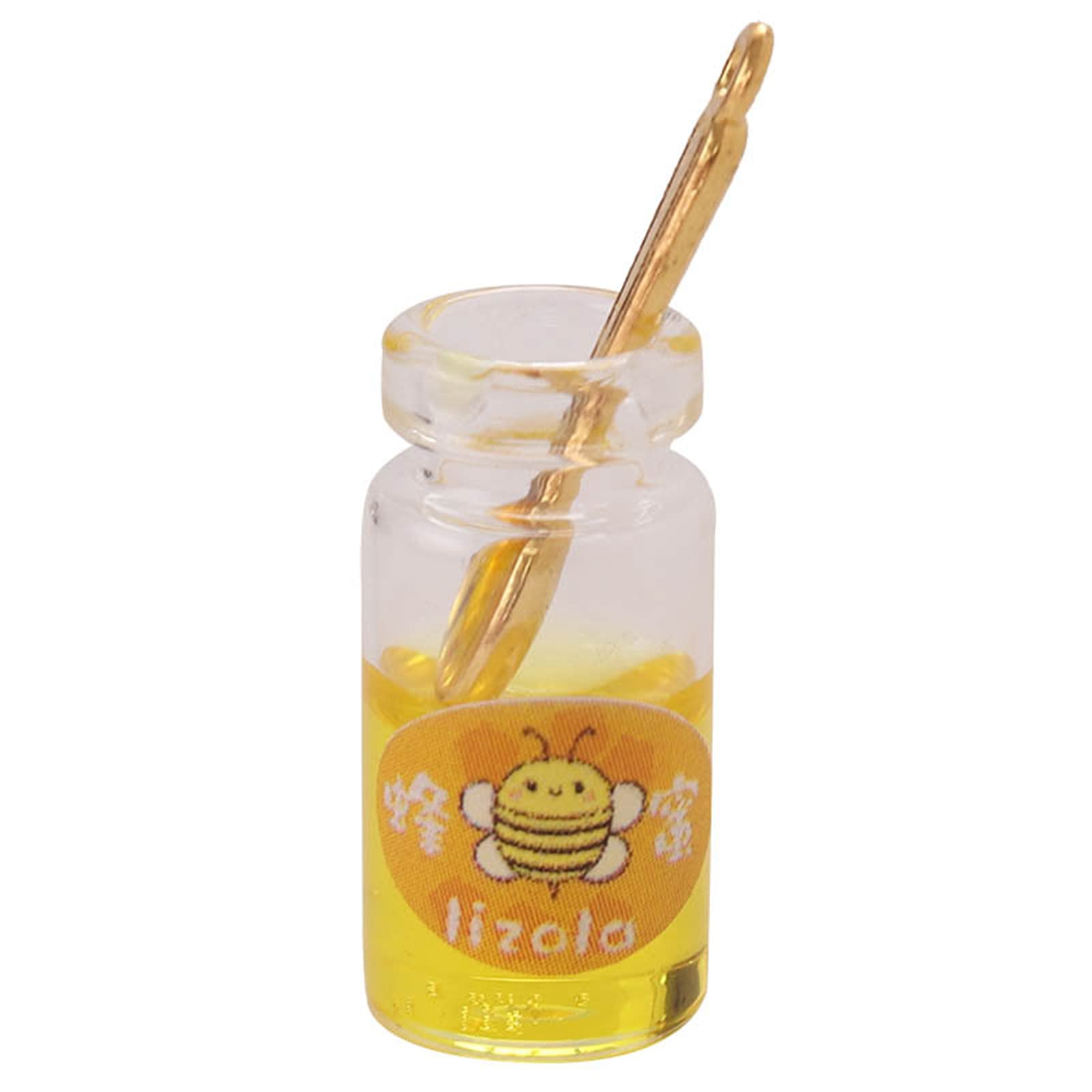 Miniature Honey Pot with Spoon for Dollhouse - Realistic DIY Accessory, Comfortable Hand Feeling - Perfect for Dollhouse Decor, Tea Party Playsets, and Collectible Miniatures