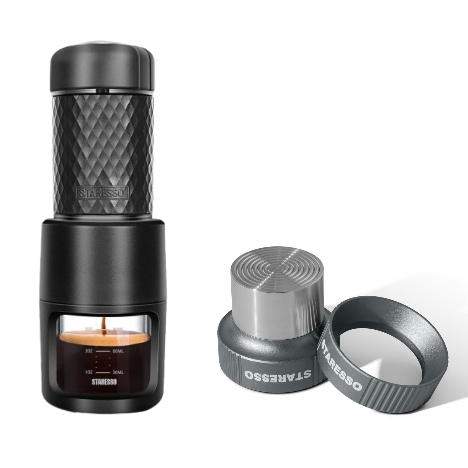 STARESSO Classic Portable Espresso Maker - Handheld Coffee Machine with 37mm Dosing Funnel & Tamper Kit - Perfect for Camping, Travel & Home Use