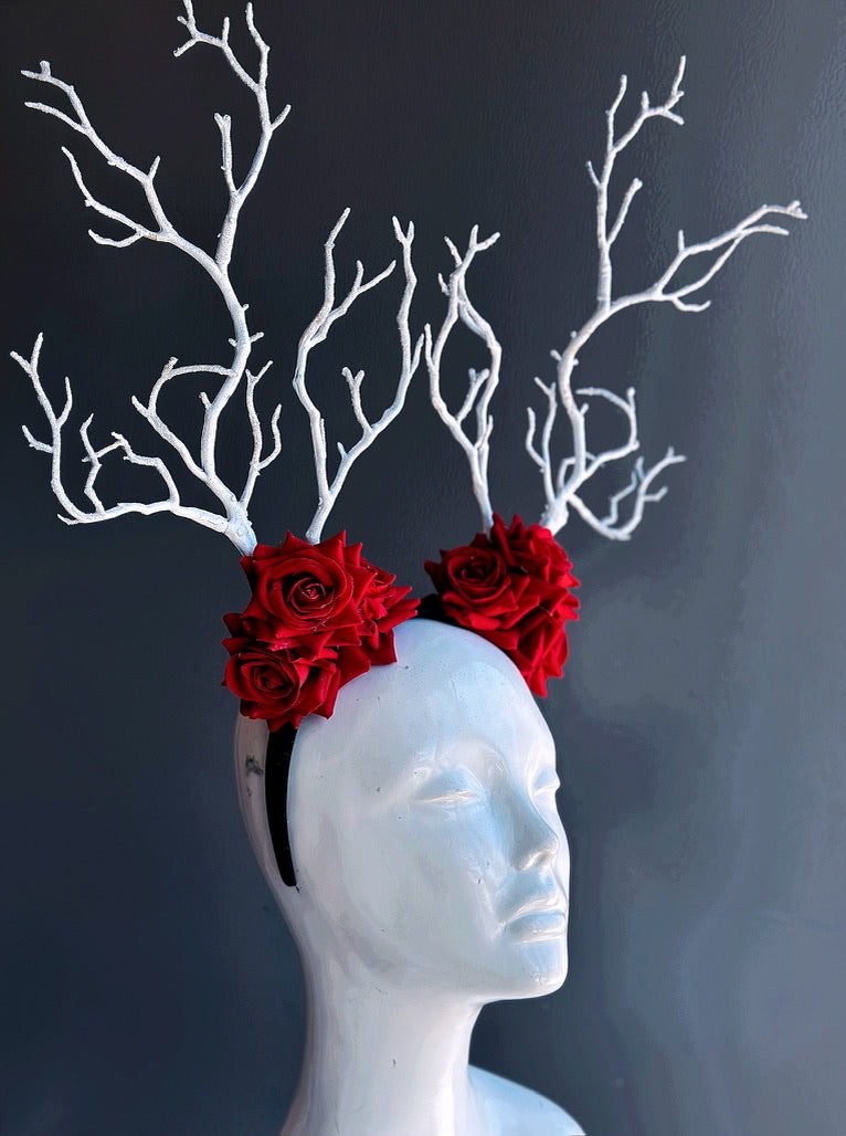Woodland Headband - Crimson Fairy Floral Hair Accessory for Women | Perfect for Boho, Festival, and Fairy Costume Outfits