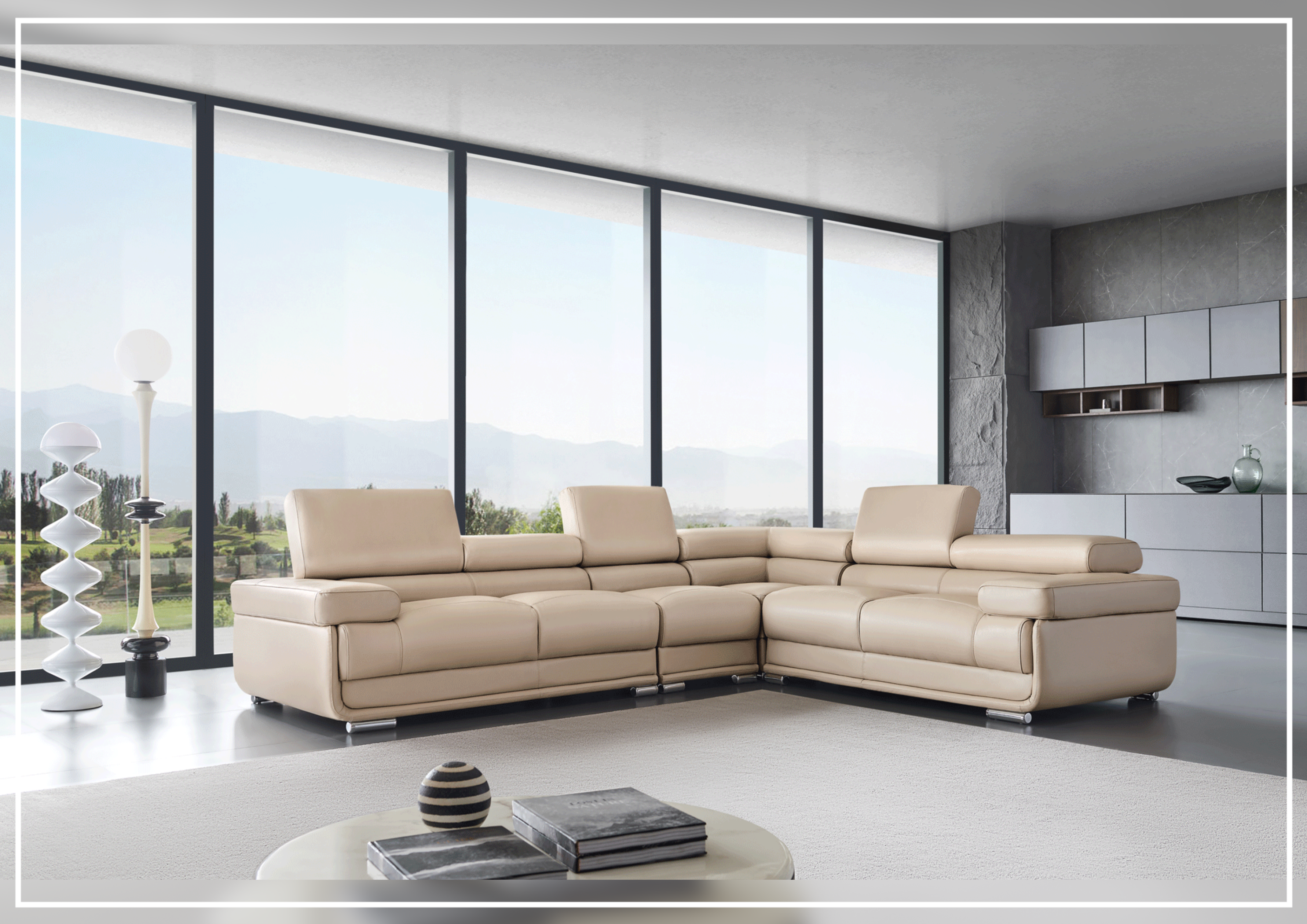 Gio Italia Baxton L-Shaped Leather Sectional Sofa - Modern Corner Couch for Living Room, Home Theater & Office Lounge