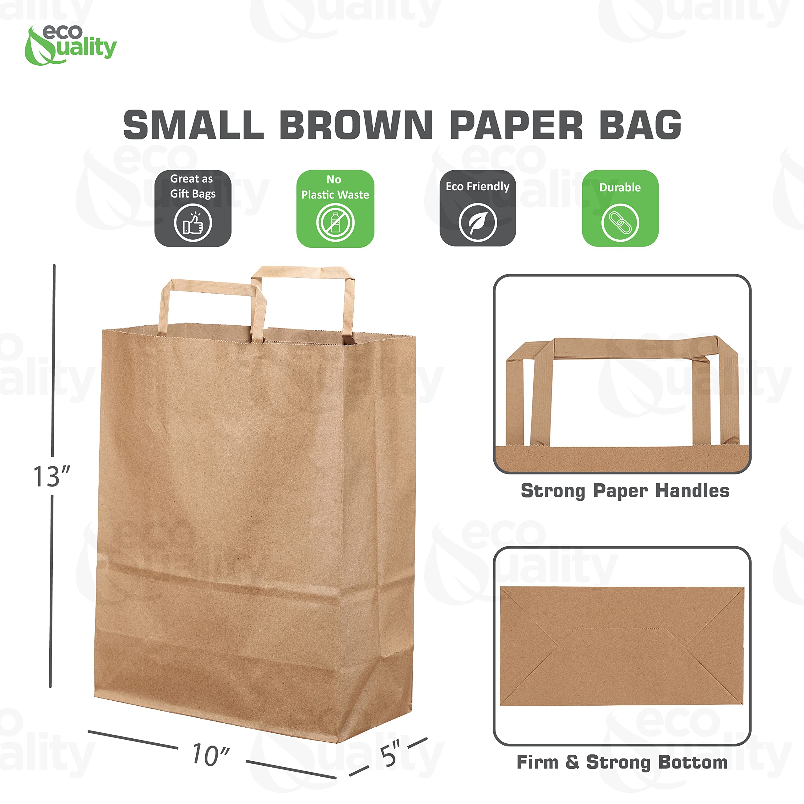 500 Pack Medium Kraft Brown Paper Bags with Handles 10