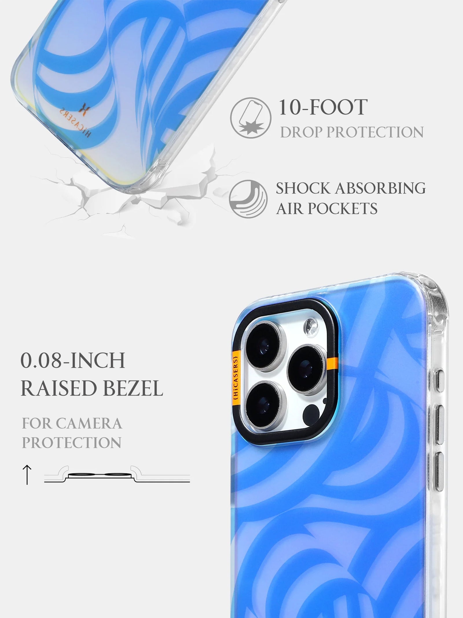 Iridescent Aqua Ribbon Case for iPhone 14/13/12 - Shimmery Protective Phone Cover for Women, Girls | Perfect for Parties, Weddings & Everyday Use