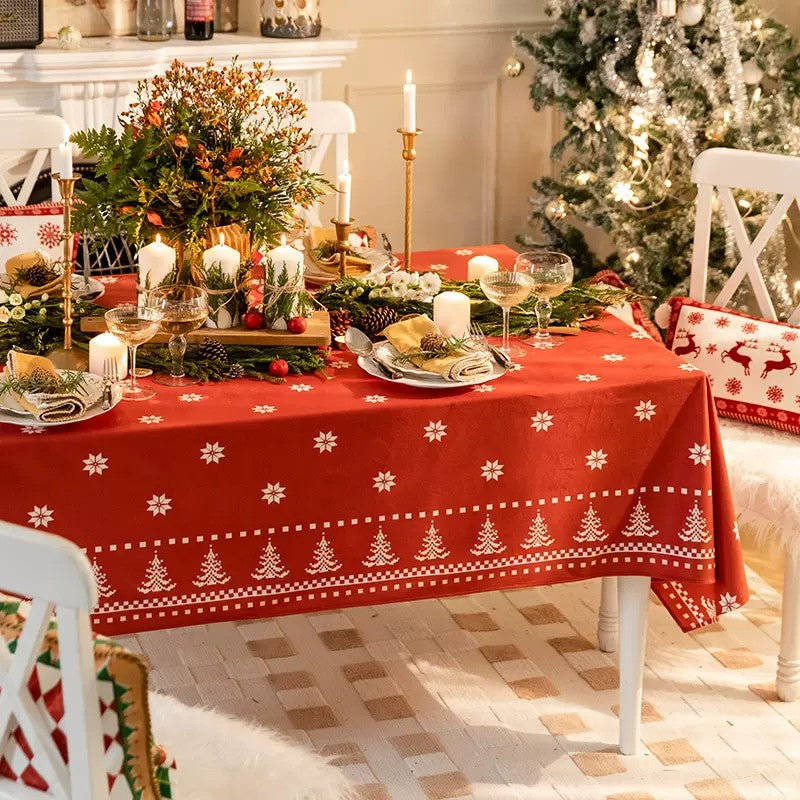 Extra Large Modern Rectangular Tablecloth - Christmas Edelweiss Design for Dining Room, Kitchen & Round Tables | Waterproof & Wrinkle-Resistant Fabric | Perfect for Holiday Dinners, Parties & Home Decor