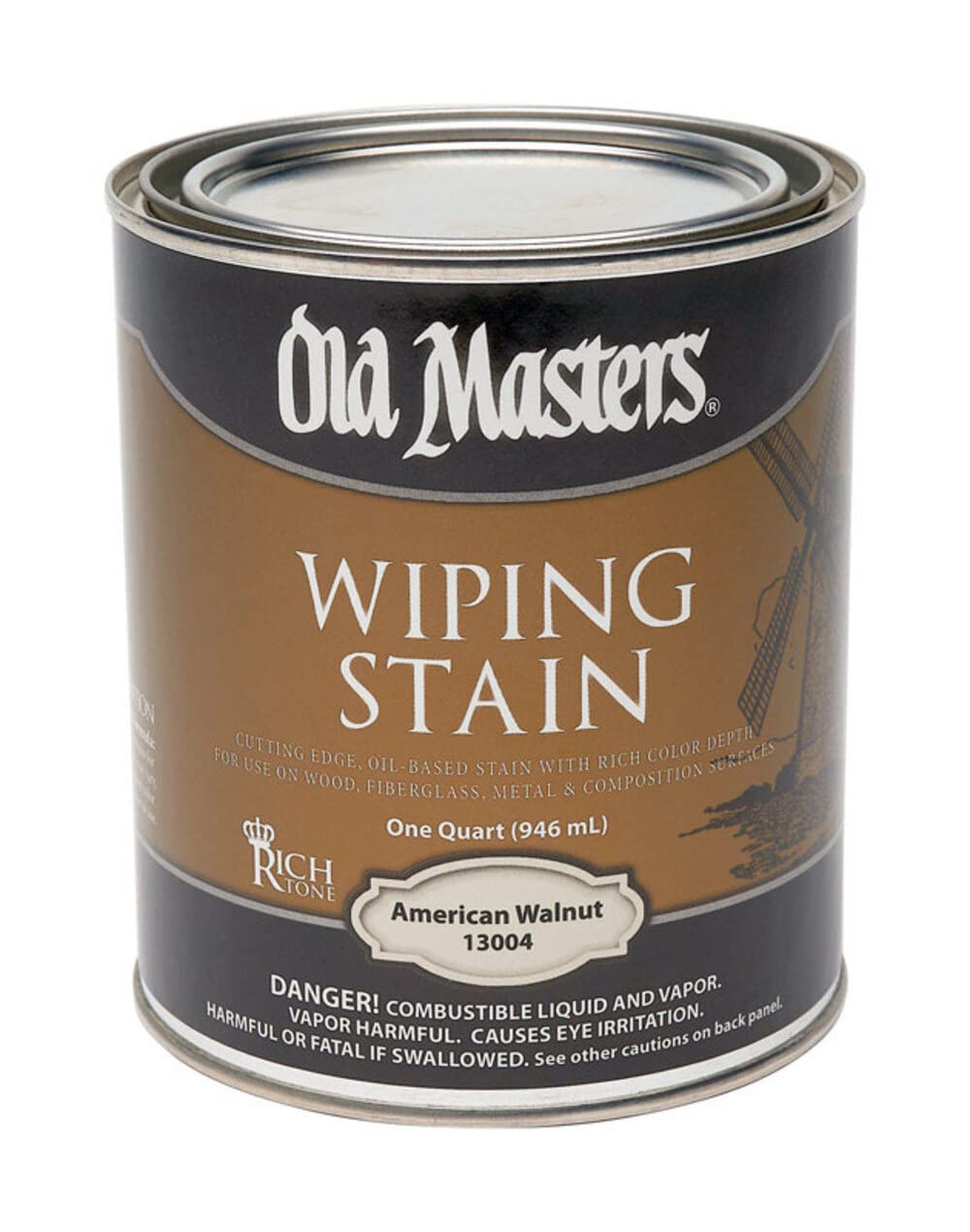 Old Masters Semi-Transparent American Walnut Oil-Based Wiping Stain - 1 Quart (32 oz) for Wood Furniture, Cabinets & DIY Projects - Perfect for Indoor & Outdoor Wood Finishing