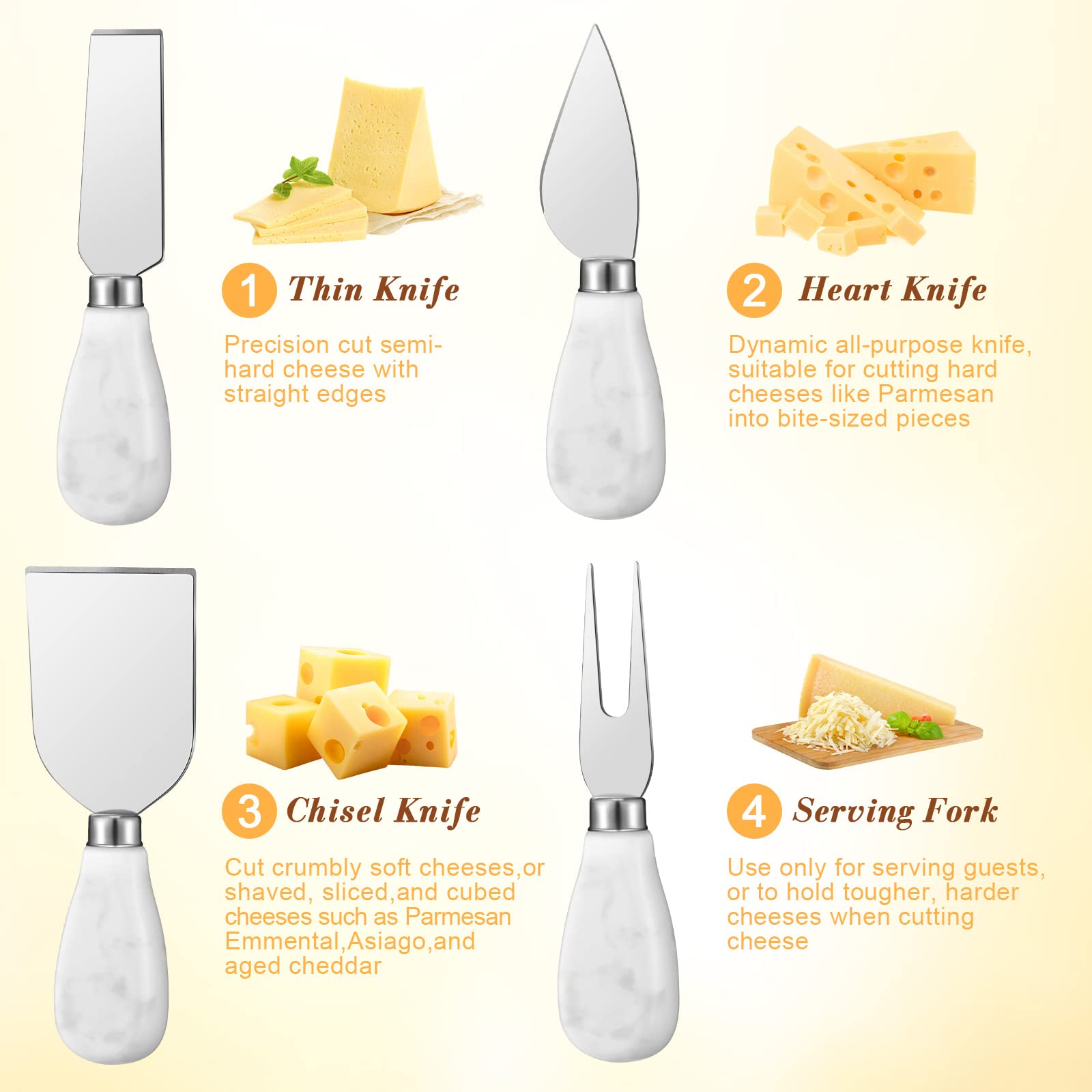 22-Piece Charcuterie Board Set with 100 Toothpick Flags, Cheese Spreaders, Marble Cheese Knife, Butter Spreader, Cake Server, Serving Tongs & Utensils - Perfect for Wine Parties, Cheese Platters & Charcuterie Boards