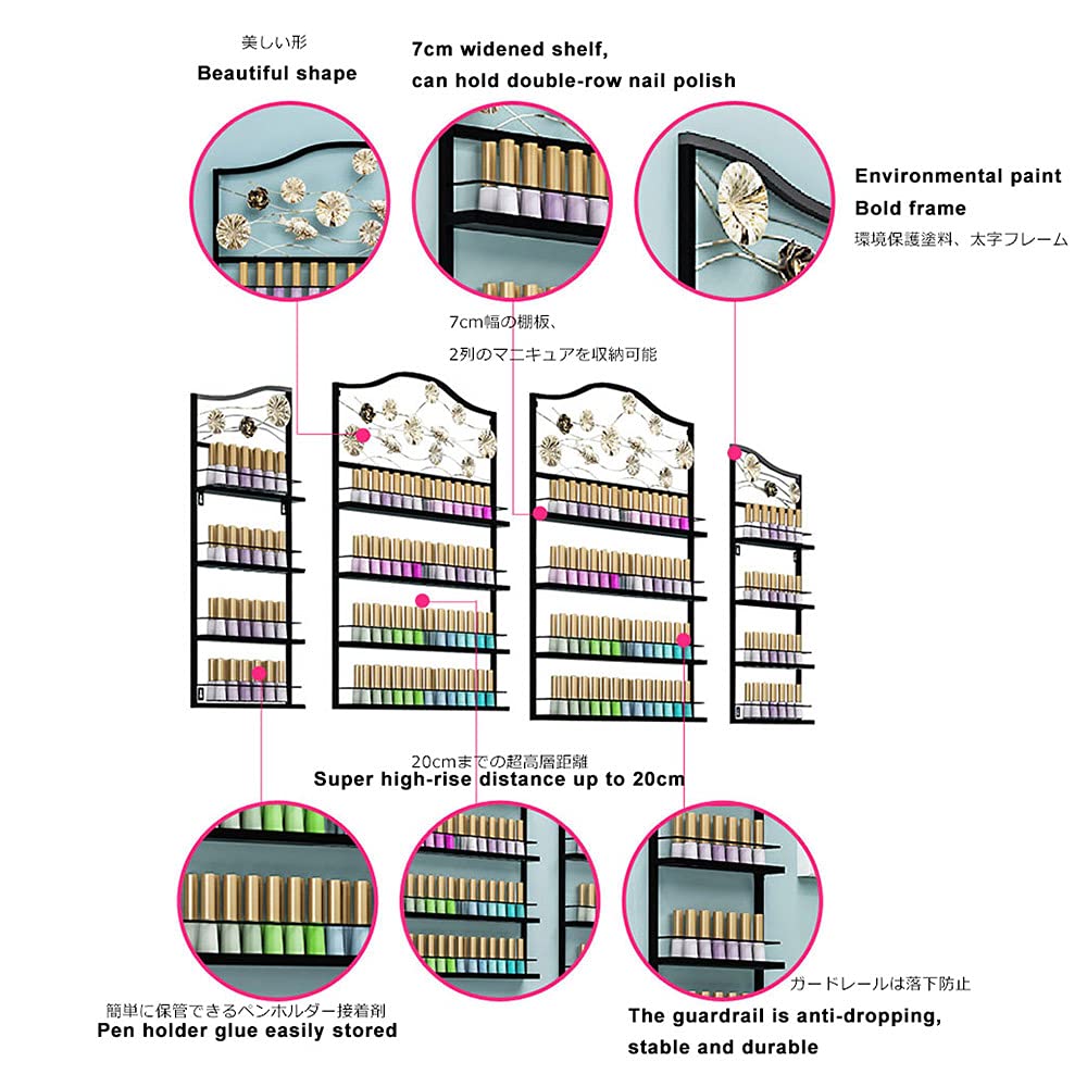 Wall Mounted 4-Tier Nail Polish Organizer - Holds 120 Bottles for Nail Polish, Essential Oils & Perfumes | Space-Saving Cosmetic & Spice Storage Shelf - Perfect for Salon, Bathroom & Kitchen Organization