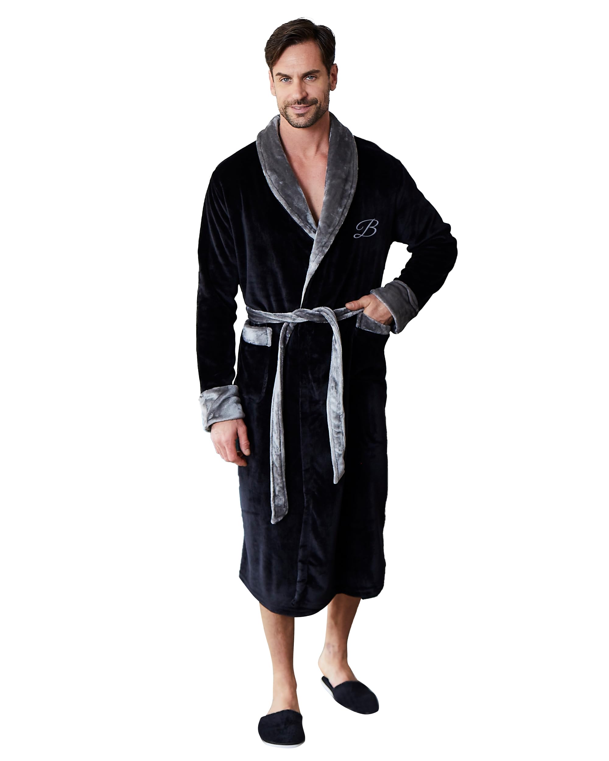 Luxury Soft Hooded Long Bathrobe for Men - Plush Linen Robe with Hood, Cozy Spa & Lounge Wear for Relaxation at Home or After Shower