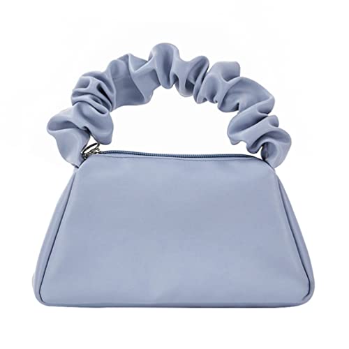 FOMIYES Wrinkled Handbag Cosmetic Makeup Organizer Bag - French Style Clutch Purse for Women, Small Phone Wallet with Money Storage Pouch, Summer Beach Tote Bag (Blue) | Perfect for Travel, Parties & Daily Use