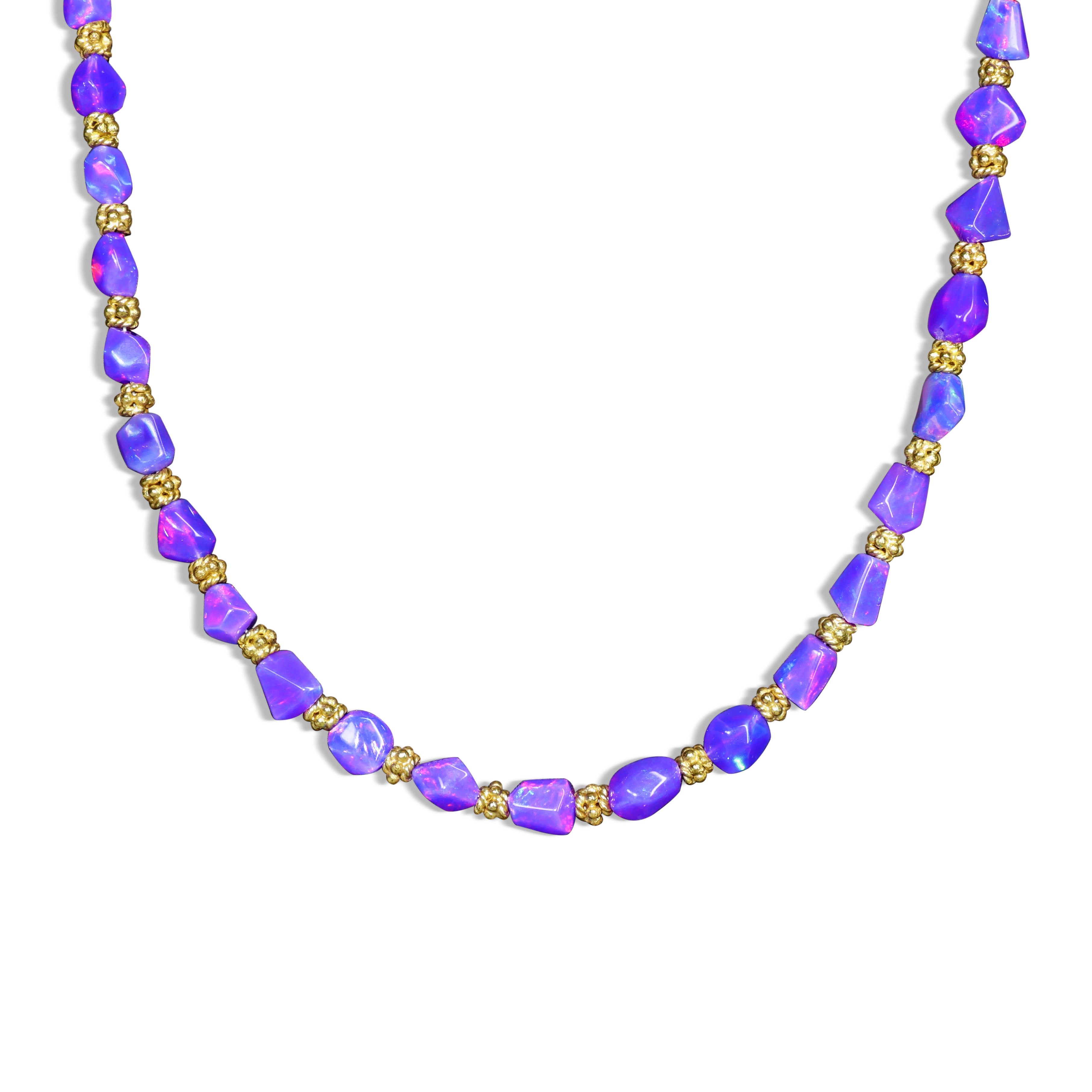 Natural Lavender Opal Tumbled Stone Necklace - Healing Crystal Jewelry for Women, Spiritual Protection & Positive Energy - Perfect for Meditation, Yoga & Everyday Wear
