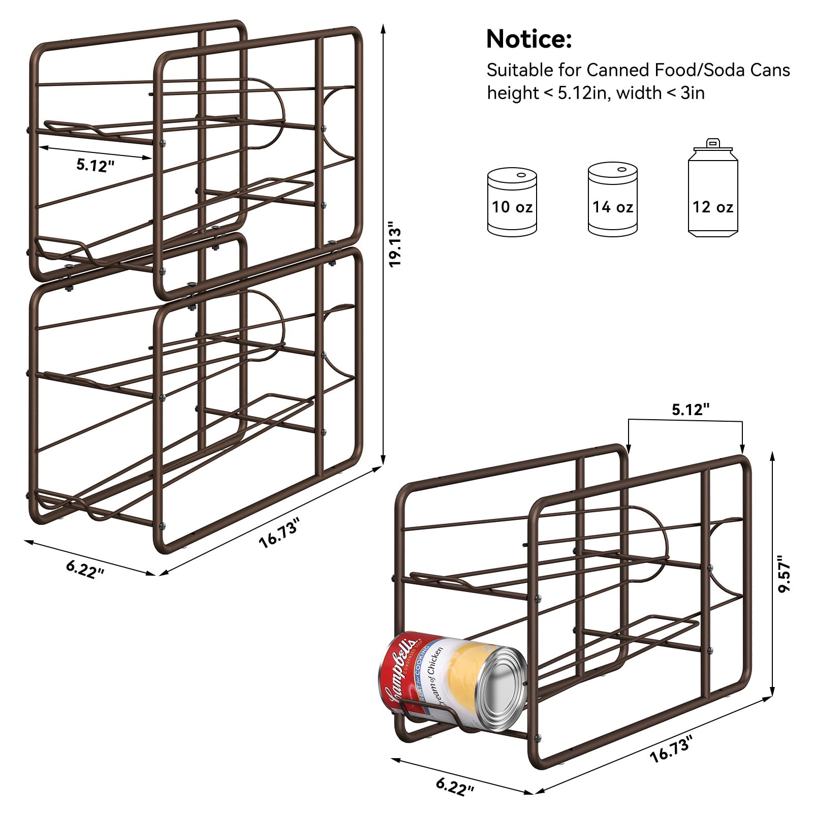 MOOACE 4 Pack Stackable Can Dispenser Rack - Bronze Canned Food Organizer for Kitchen Cabinet, Pantry & Countertop Storage | Perfect for Soda, Beer & Soup Can Organization