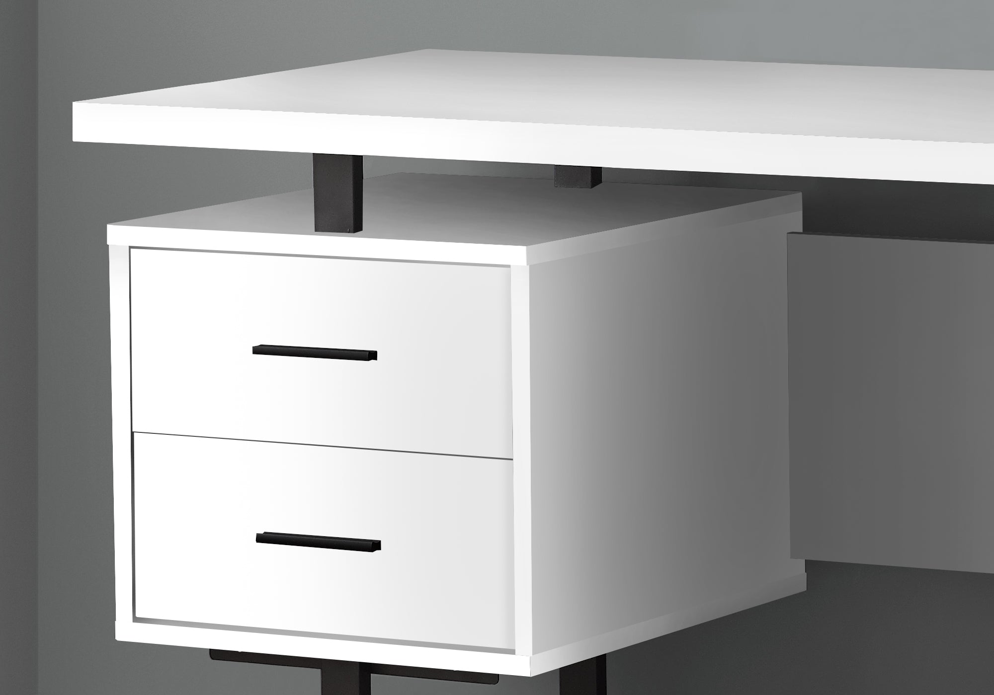 60L White & Black Metal Computer Desk - Modern Home Office Desk for Work, Study & Gaming - Compact Space-Saving Design for Small Rooms & Apartments