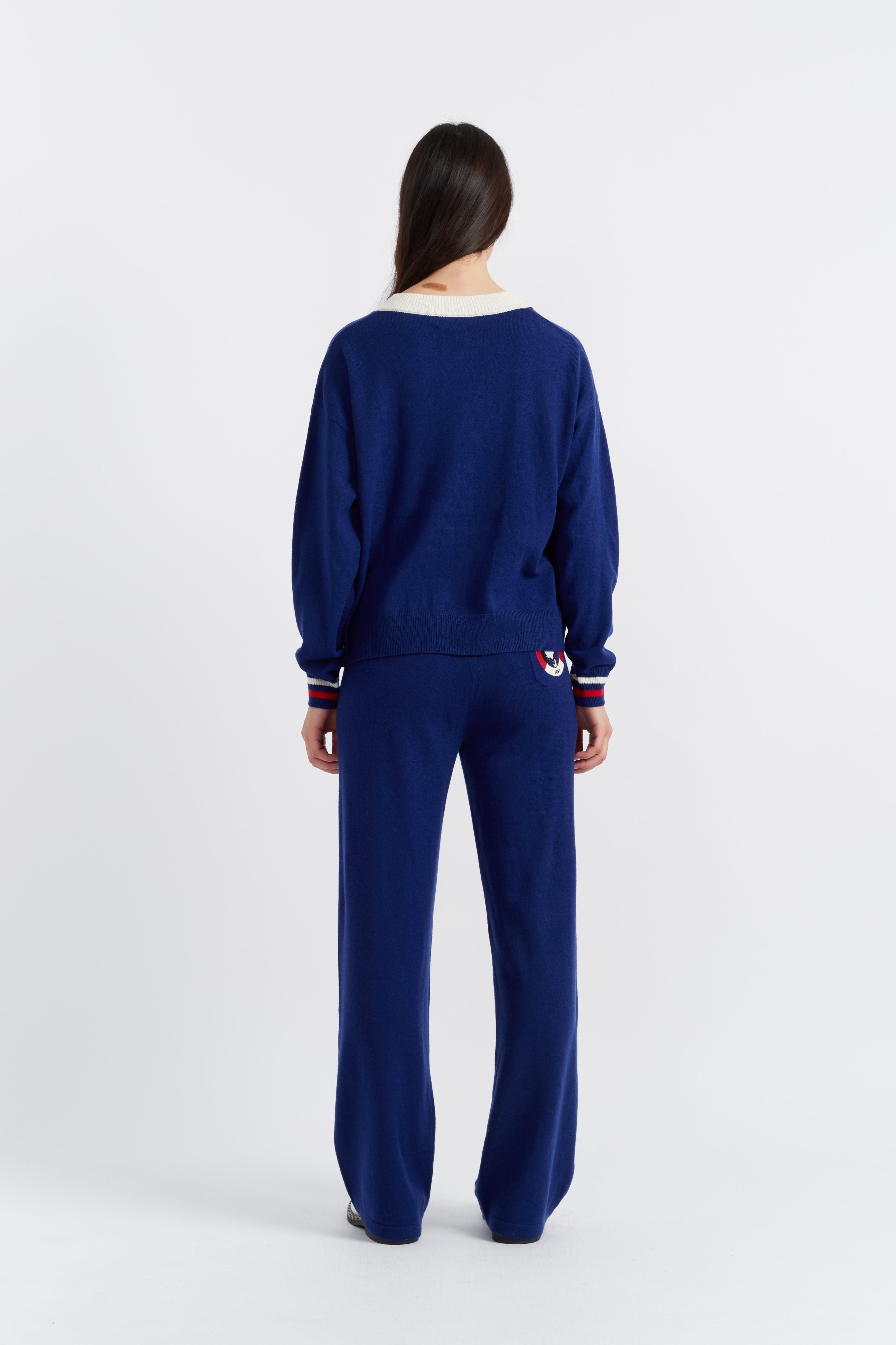 Blue Wool Cashmere Snoopy Nautical Cardigan for Women - Cozy Winter Sweater with Cute Snoopy Print - Perfect for Casual Wear, Office Outfits and Christmas Gifts