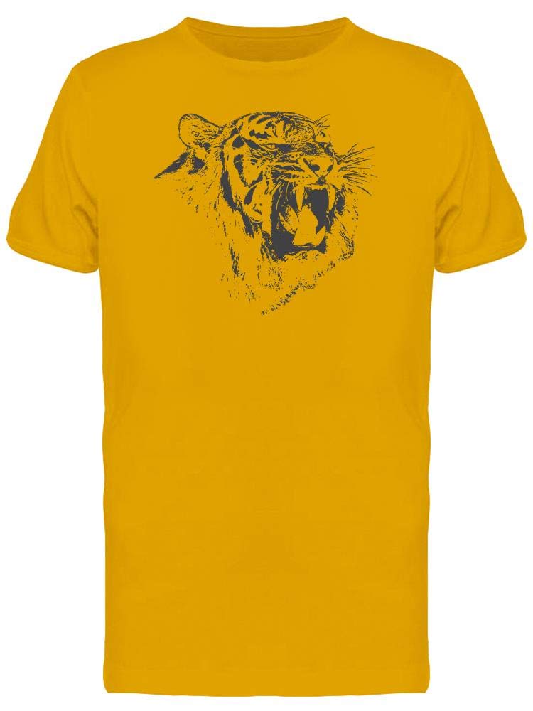 Men's Tiger Growling Hand Drawn Graphic T-Shirt - Cool Animal Print Tee for Casual Wear & Street Style
