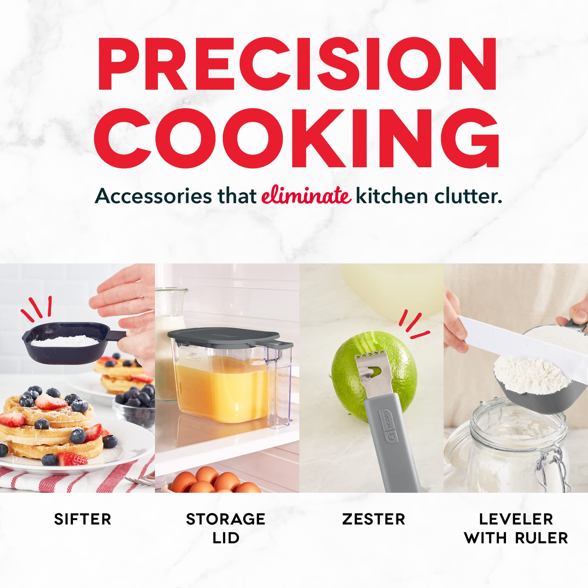 Dash SmartStore™ 20-Piece Measuring Set - 6 Measuring Spoons, 4 Measuring Cups, Liquid Measuring Cup, Citrus Juicer & Zester, Funnel, Leveler, Egg Separator, Sifter with Storage Lid | Essential Baking & Cooking Tools for Home Kitchen & Professional Bakers