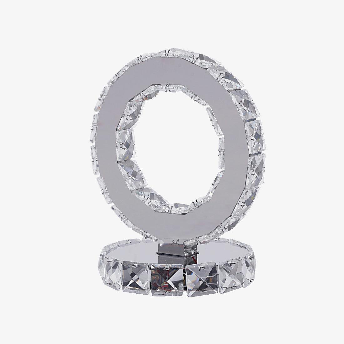 Elegant Crystal Rings Table Lamp - Modern LED Bedside Night Light for Bedroom, Living Room, and Office Decor