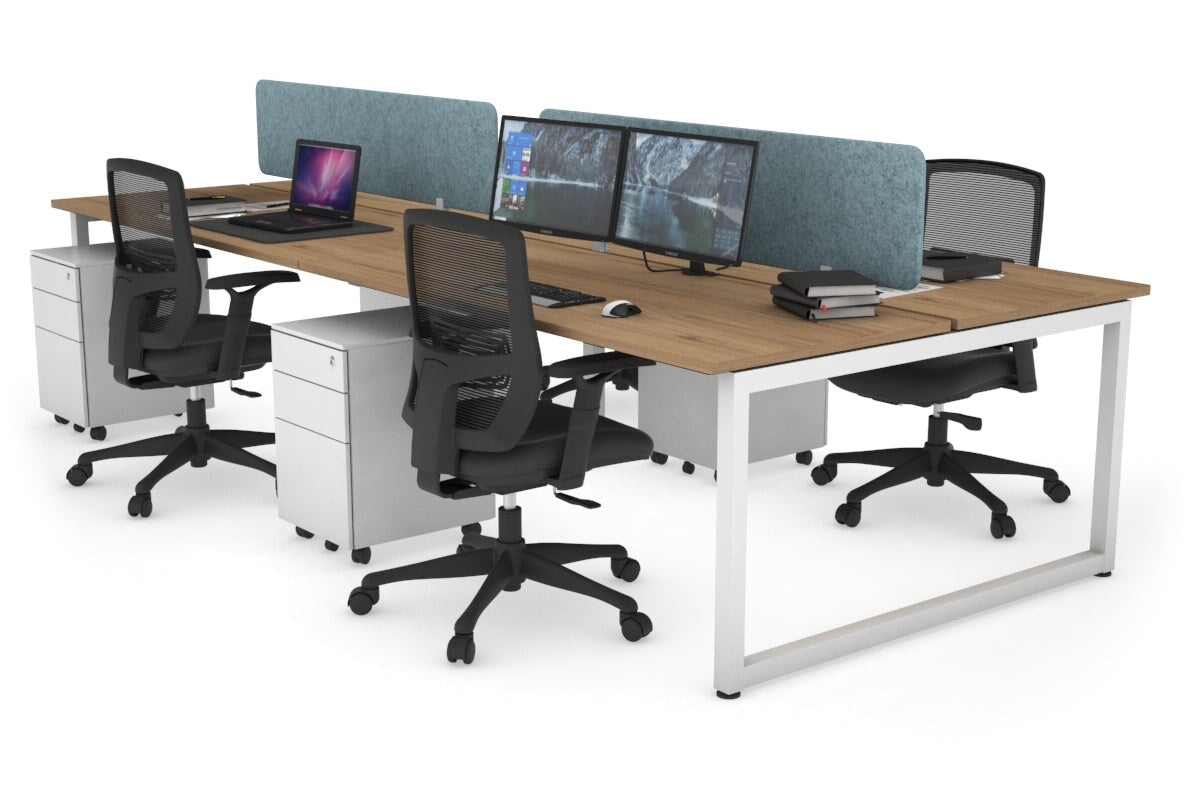 Quadro Loop Legs 4 Person Office Workstation Desk - 1800L x 700W - Modern Collaborative Workspace Solution for Team Projects & Office Meetings