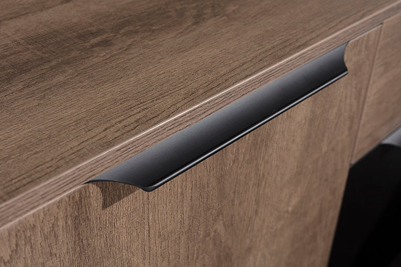 BALDER Executive Desk with Right Return 2.2-2.4M Warm Oak & Black - Modern Office Desk for Home & Business Workspace