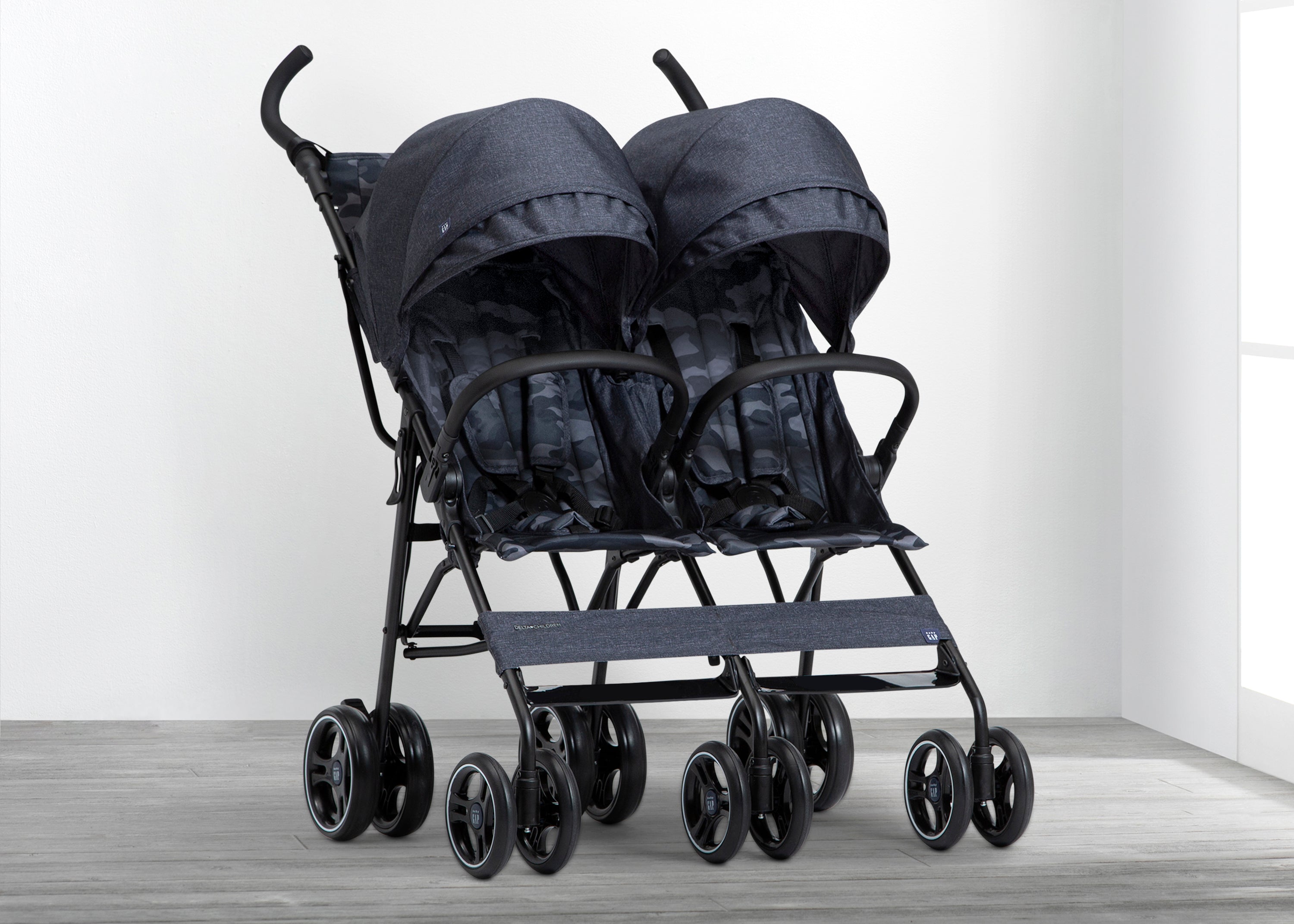 BabyGap Classic Side by Side Double Stroller - Lightweight Compact Twin Stroller for Toddlers & Infants - Perfect for Shopping, Travel & Outdoor Walks