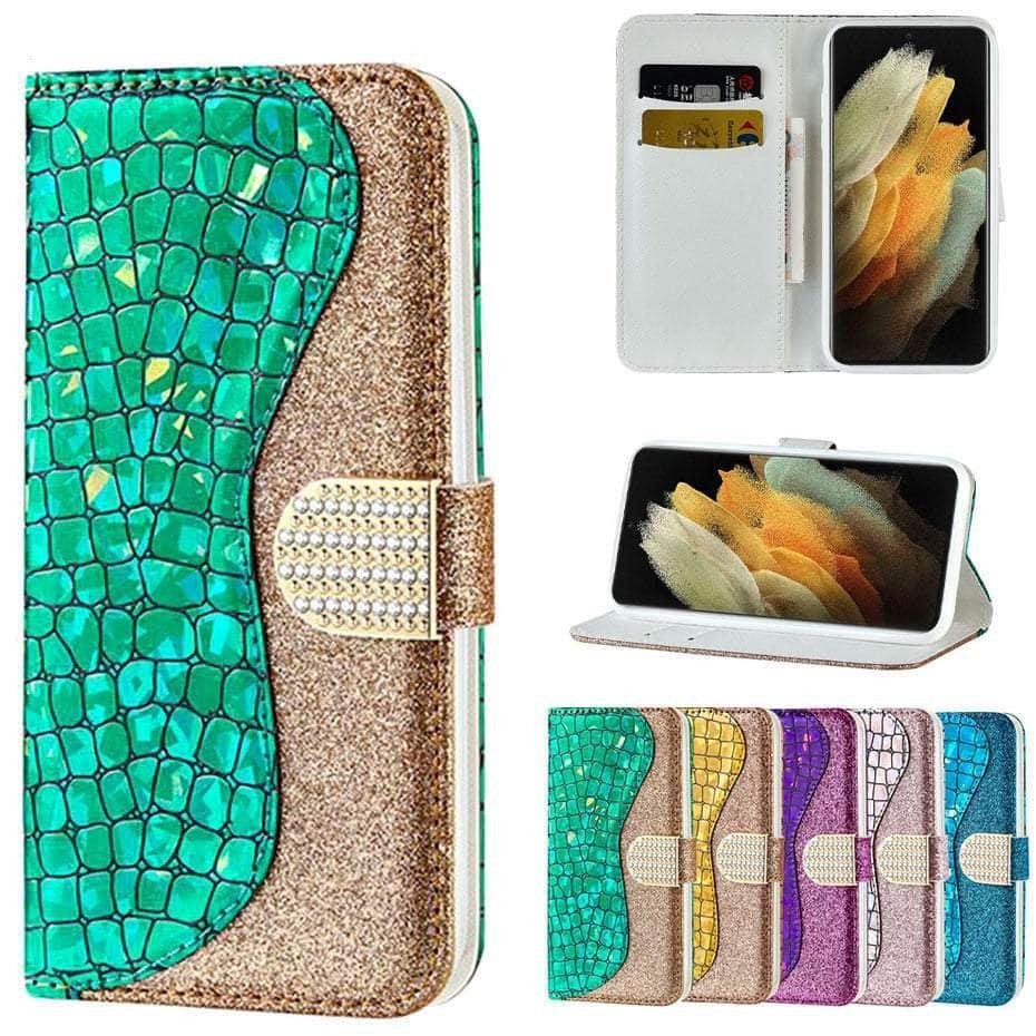 Sparkly Glitter Bling Flip Phone Case for Samsung Galaxy S22 - Trendy Protective Cover with Rhinestones | Perfect for Parties, Night Out & Fashion Accessories