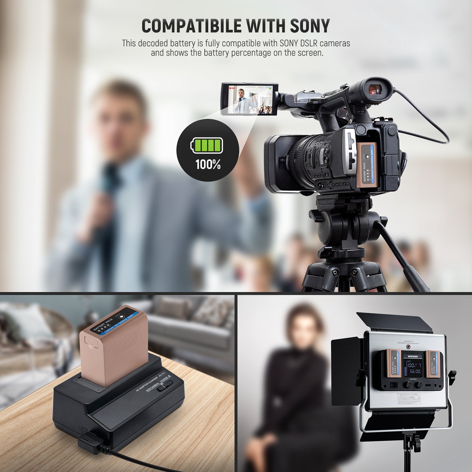 NEEWER TP F970 NP F970 Replacement Battery Compatible with Sony Cameras - Power Your Sony DSLR, Mirrorless & Video Cameras for Photography & Videography