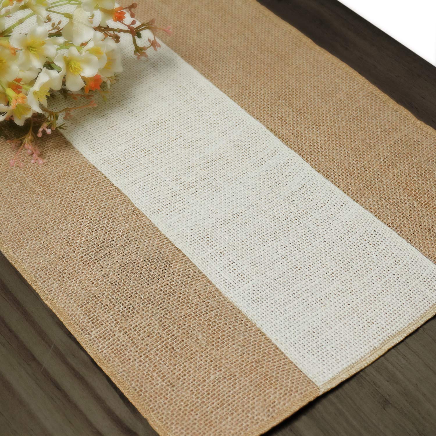 Letjolt Natural Burlap Table Runner 12x48 Inches - Farmhouse Thanksgiving & Christmas Table Decor, Jute Woven Fabric for Rustic Dining, Wedding, and Holiday Parties