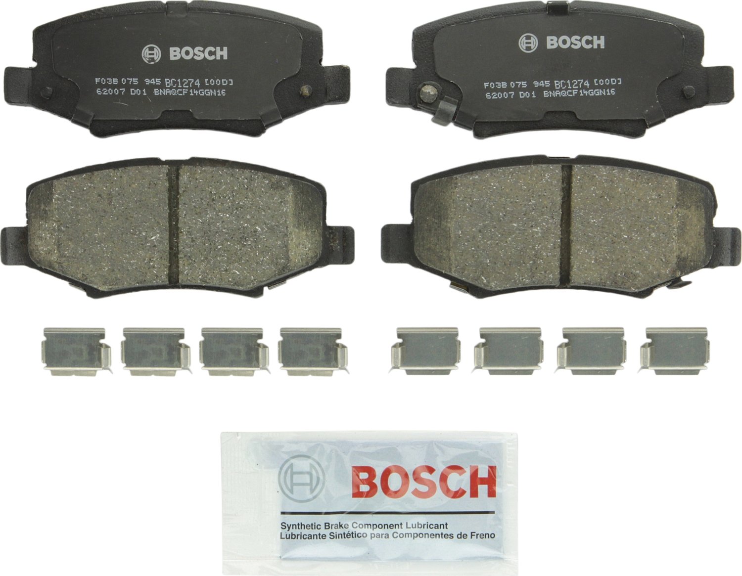 BOSCH BC1274 QuietCast Premium Ceramic Disc Brake Pad Set - Rear Brake Pads for Dodge Nitro, Jeep Liberty, Wrangler & Wrangler JK | Low Noise & High Performance | Perfect for Off-Roading, Daily Commuting & Heavy-Duty Driving