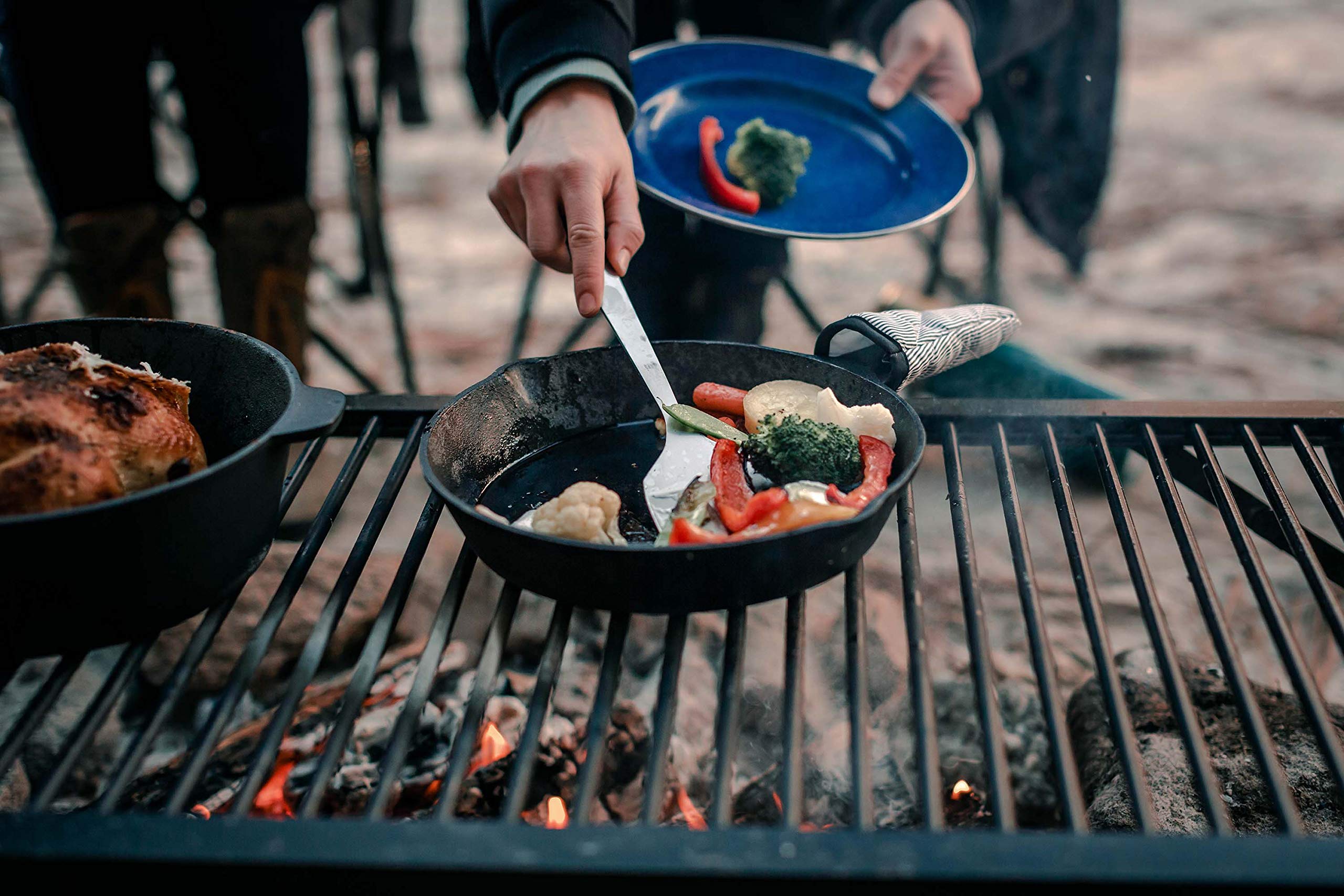 Stansport Pre-Seasoned Cast Iron Skillet - 12 Inch Heavy Duty Cookware for Camping, Outdoor Cooking & Home Kitchen Use
