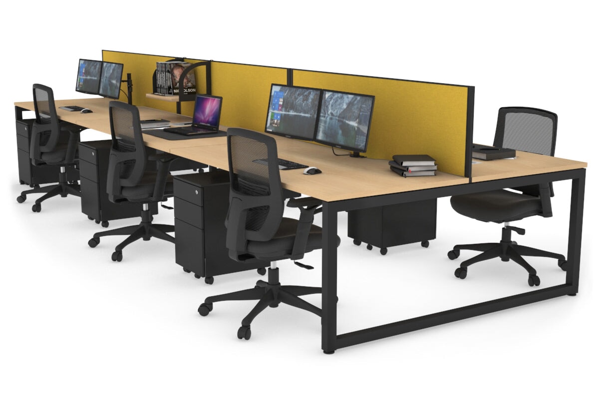 Quadro Loop Legs 6-Person Office Workstation - 1400L x 800W with Cable Management - Perfect for Open Office Layouts & Collaborative Workspaces