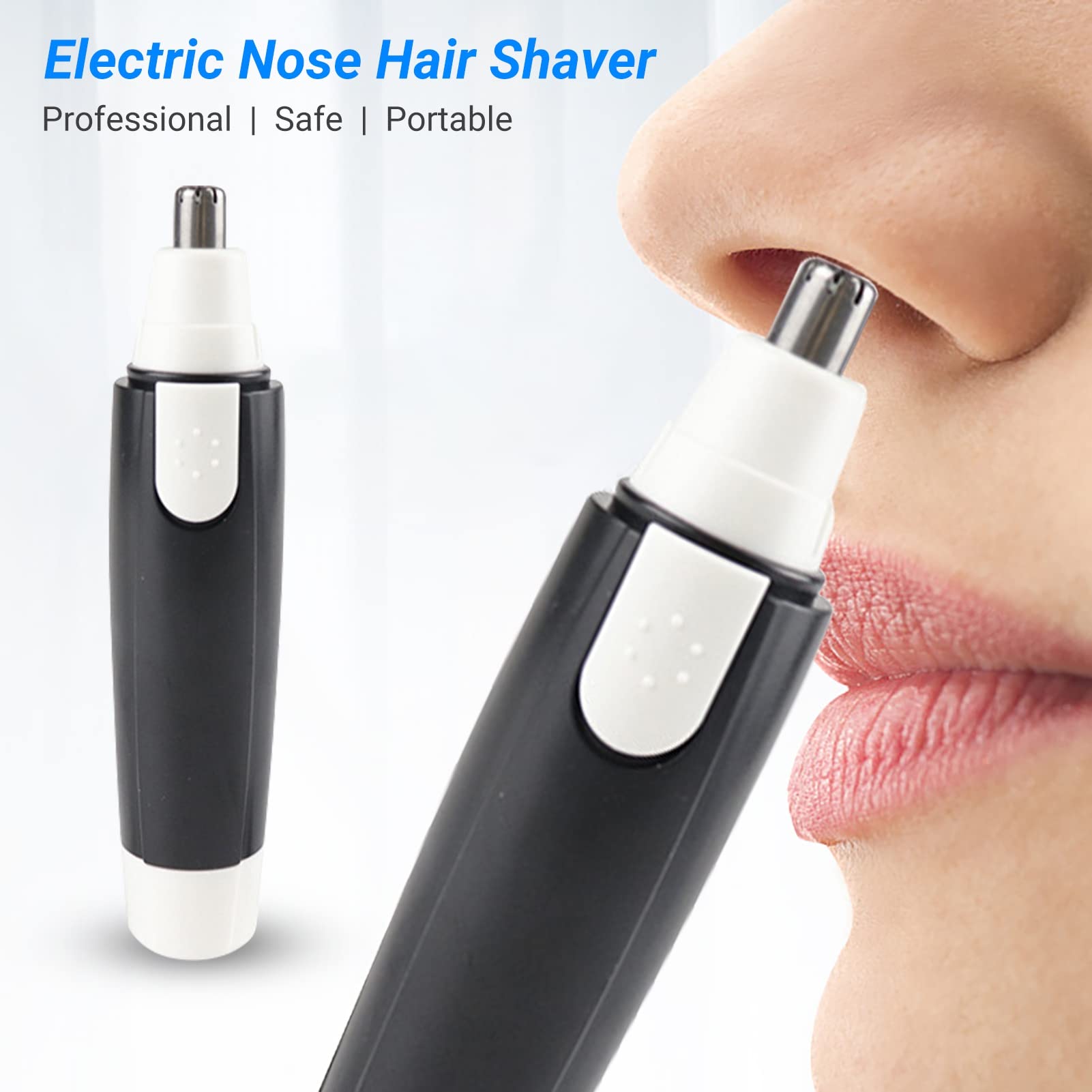Professional Painless Ear & Nose Hair Trimmer for Men & Women - Waterproof Battery-Operated Eyebrow & Facial Hair Clipper - Perfect for Travel, Home Grooming & Personal Care - Black
