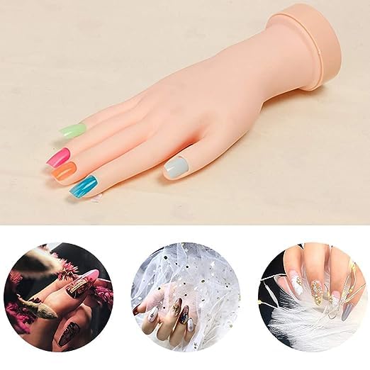 Professional INOG Flexible Soft Nail Training Hand - Plastic Mannequin Hand for Nail Art Practice, Manicure Training & Salon Demonstration | Perfect for Beginners, Students & Nail Technicians to Practice Gel, Acrylic & Nail Extensions