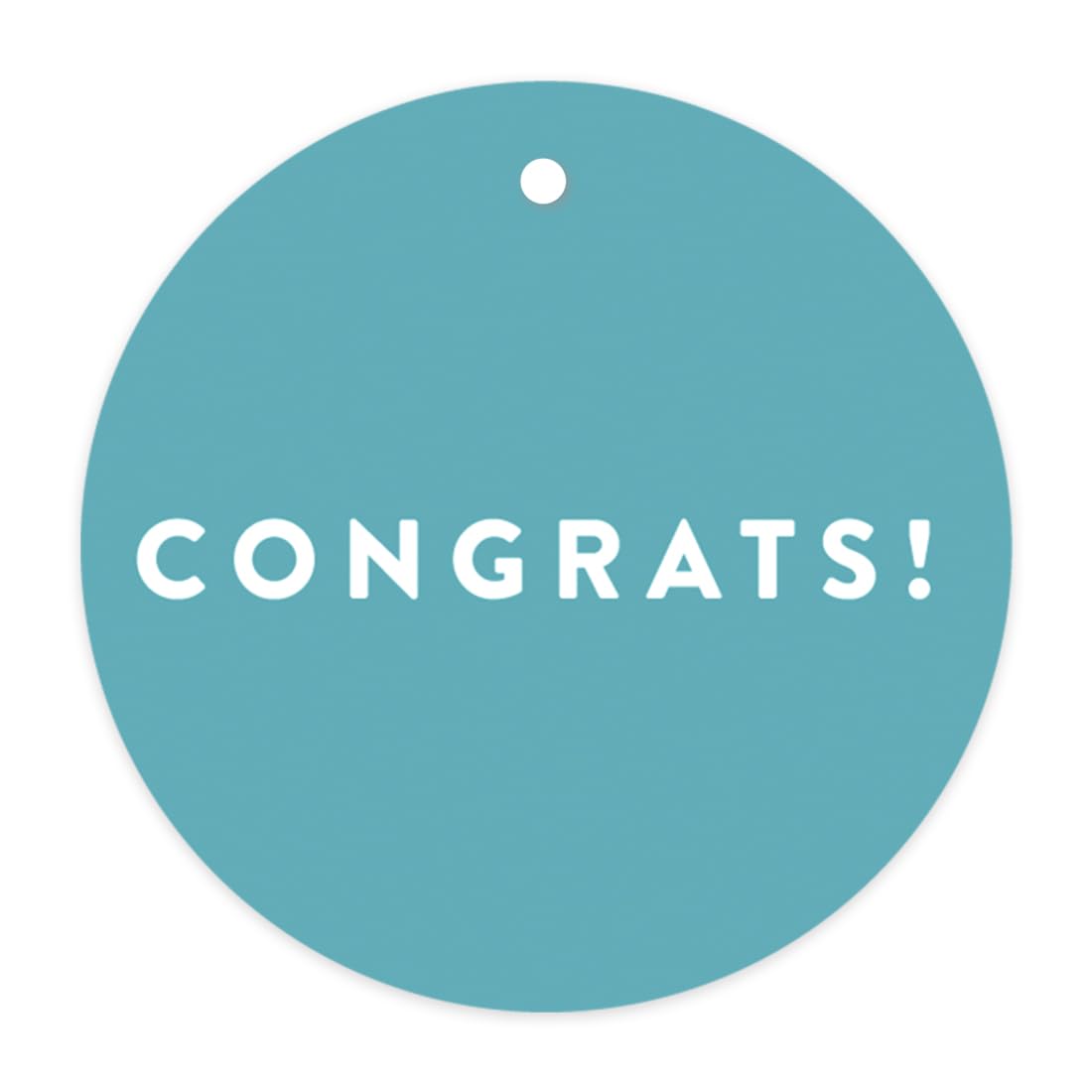 Andaz Press Circle Gift Tags - Modern Style Congratulations Cards - 24-Pack Aqua Blue - Perfect for Birthday, Wedding, Baby Shower & Holiday Gifts