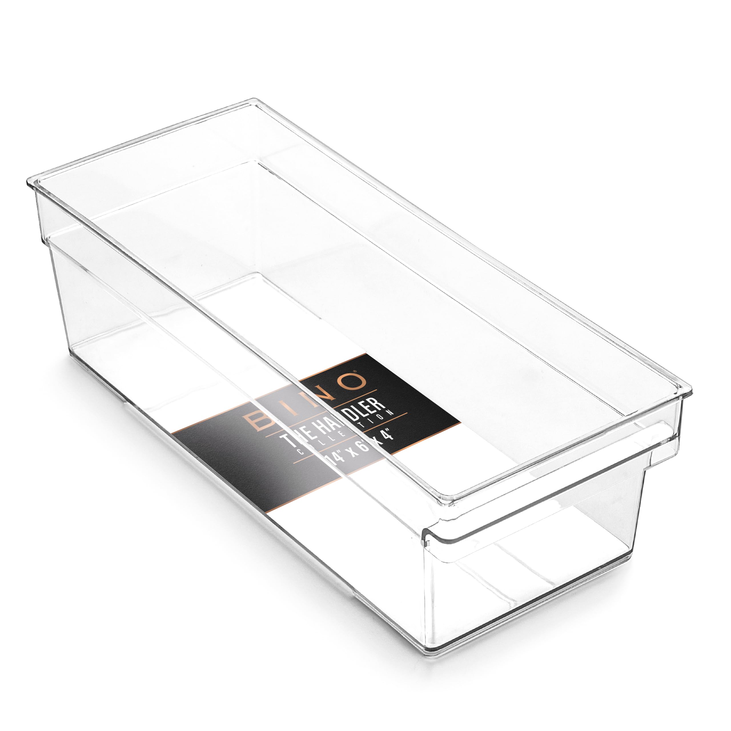 BINO Plastic Storage Bins Medium - Clear Multipurpose Organizer Containers for Kitchen Pantry, Freezer & Home Organization | THE HANDLER COLLECTION | Perfect for Food Storage, Closet Organizing & Office Supplies