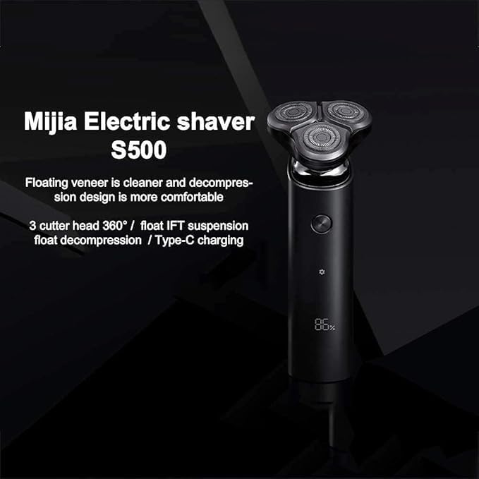 Electric Rotary Shaver for Men - Waterproof Wet/Dry Shaving, USB Rechargeable Cordless Hair Clipper with LED Display (Black) - Perfect for Travel, Home & Gym Use