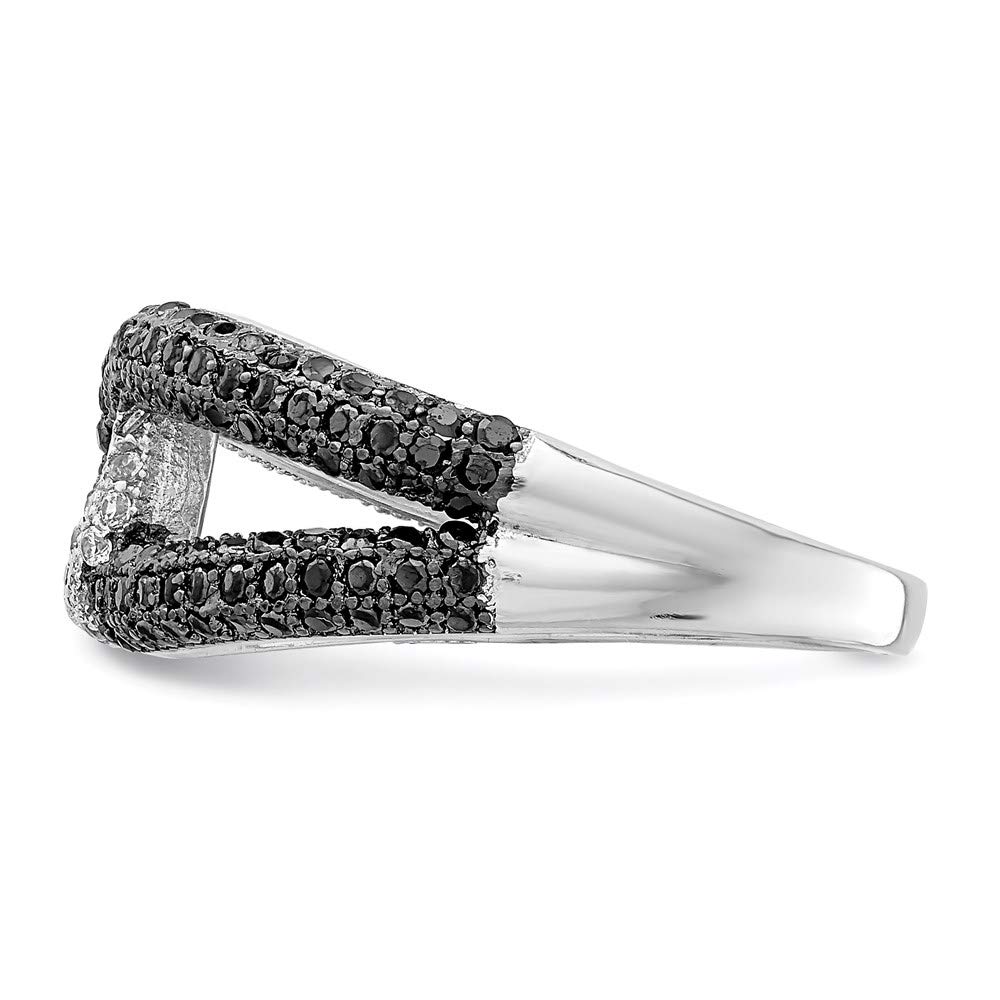 925 Sterling Silver Black & White Cubic Zirconia Ring for Women - Elegant Fine Jewelry Gift for Her - Perfect for Anniversary, Birthday, Valentine's Day & Special Occasions