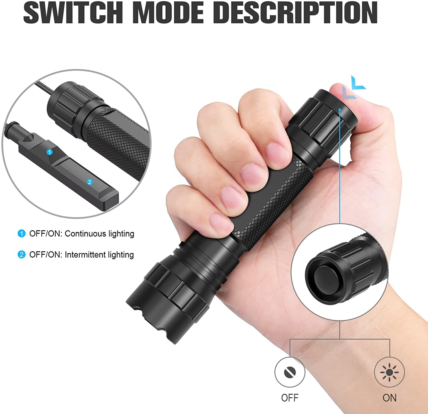 1200 Lumens LED Tactical Flashlight - Water Resistant, Compact & Bright Handheld Light for Outdoor Camping, Hiking, Emergency Survival & Nighttime Security