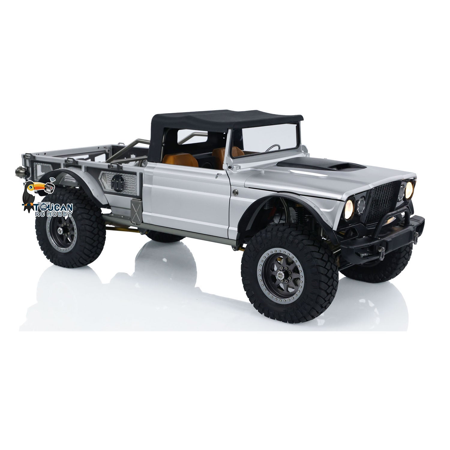 TWOLF 1/8 Scale M715 RTR RC Rock Crawler Truck - 4WD Off-Road Remote Control Car with Metal Chassis, LED Lights & Smoke Simulation | Ideal for Trail Crawling, Backyard Adventures & RC Enthusiasts