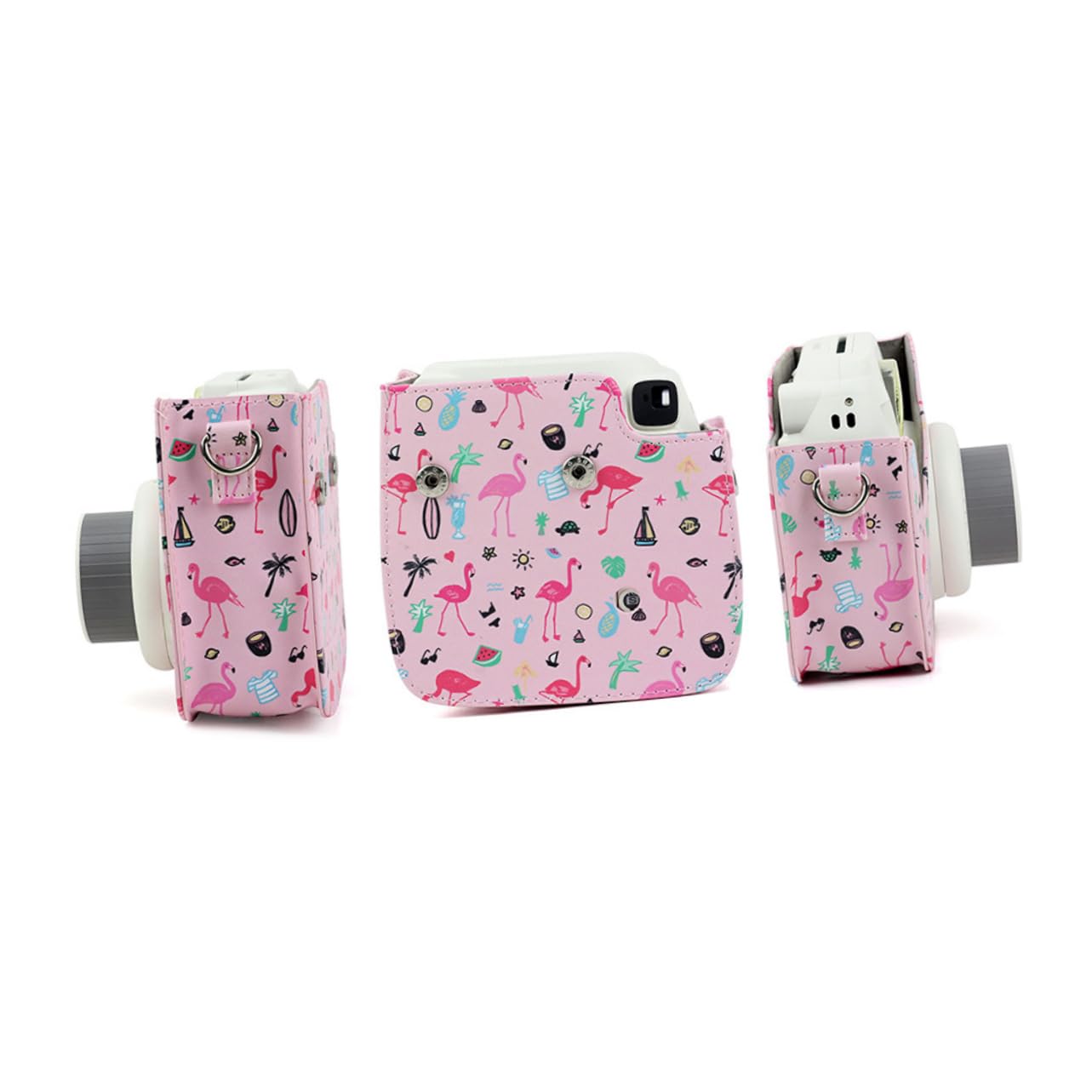 2pcs Pink Adorable Pattern Instant Camera Case Bag - Protective Cover for Fujifilm Instax Mini 9 - Perfect for Travel, Parties & Photo Shoots