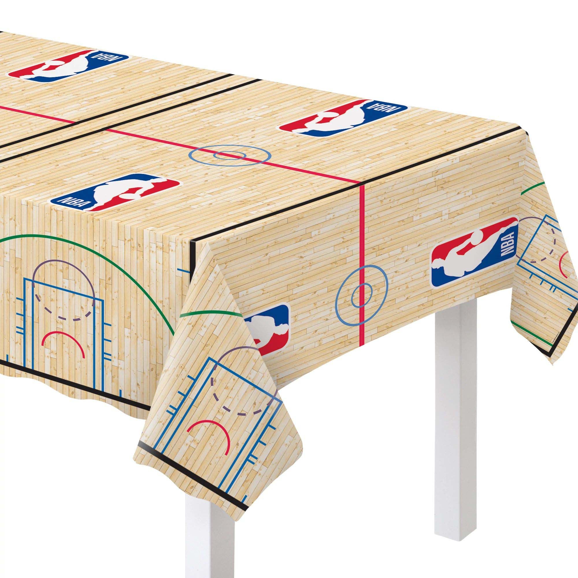 NBA Basketball Themed Rectangular Plastic Table Cover - 54 x 96 Inches, 1-Pack - Perfect for Game Day Parties, Sports Bars & Fan Gatherings